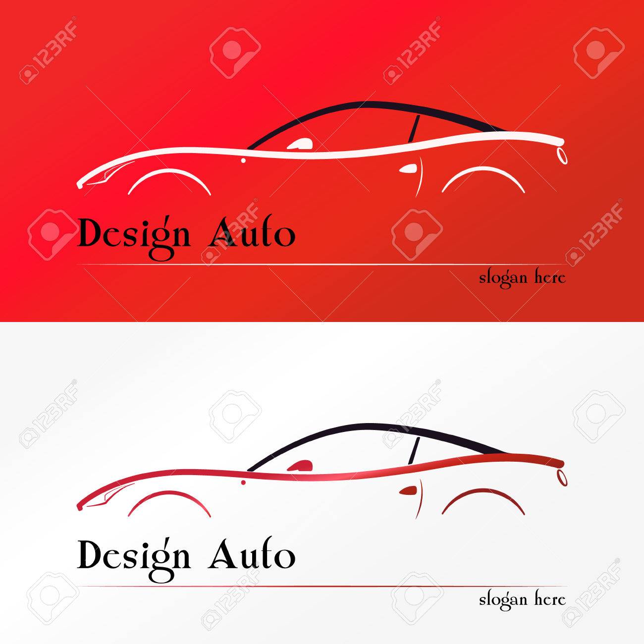赤いスポーツ車のシルエットのロゴ デザイン ベクトル テンプレートです レース自動車ロゴ コンセプト アイコン のイラスト素材 ベクタ Image