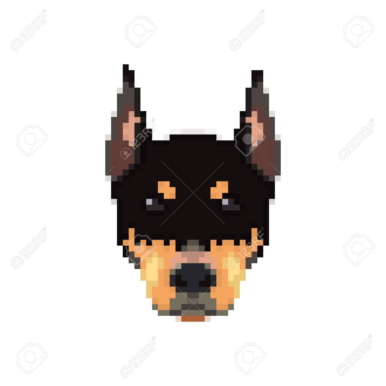 Doberman Head In Pixel Art Style. Dog Icon. Vector Illustration. Royalty  Free SVG, Cliparts, Vectors, and Stock Illustration. Image 80031722., image size:1300x1300