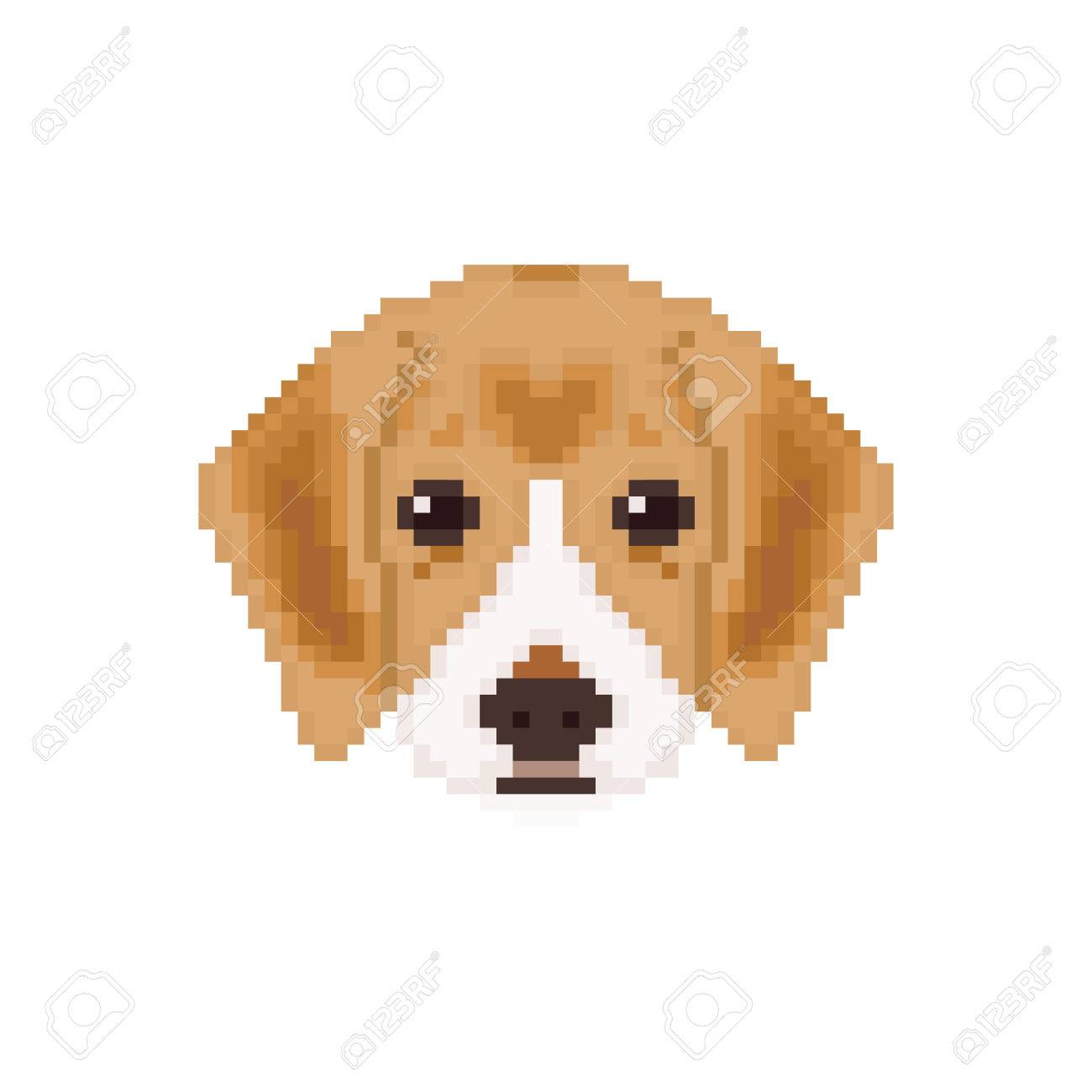 pix Pixel Art Animaux Mignon Chien beagle tete de chiot en style pixel art illustration vectorielle de chien