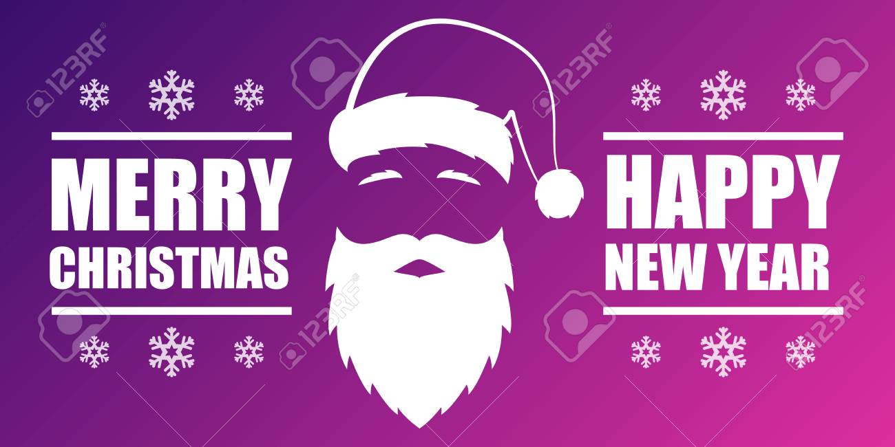 Merry Christmas And Happy New Year Banner Card Design With Santa