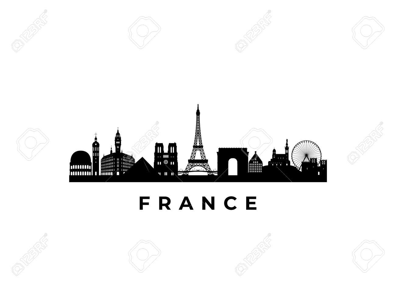 Vector France skyline. Travel France famous landmarks. Business and tourism concept for presentation, banner, web site. - 169671489 Vector France skyline. Travel France famous landmarks. Business and tourism concept for presentation, banner, web site. - 169671489