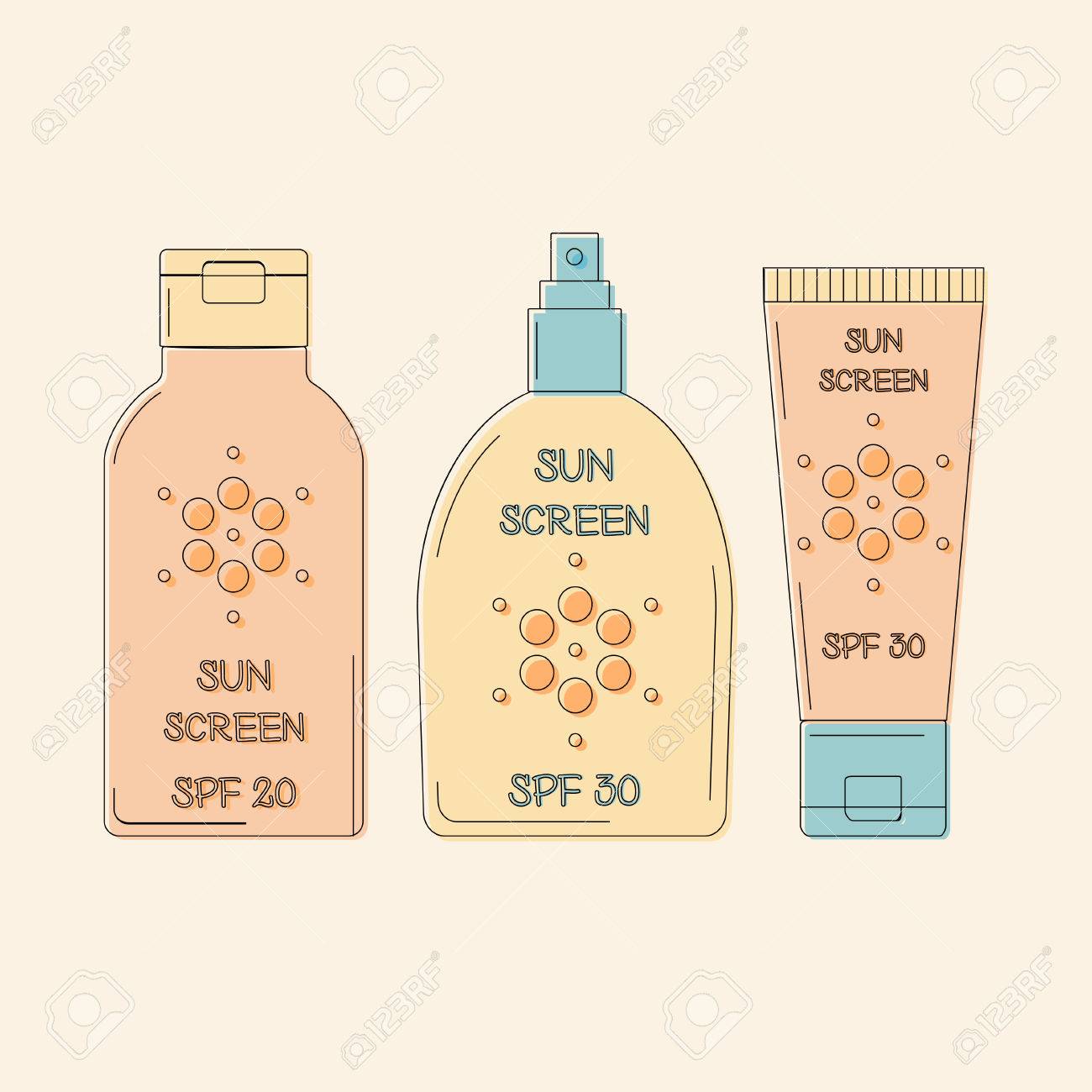 日焼け止めのボトル 太陽スクリーン ローション 皮膚癌の保護のプラスチック容器 クリーム包装のイラスト スプレー Spf アイコンのイラスト素材 ベクタ Image 日焼け止めのボトル 太陽スクリーン ローション 皮膚癌の保護のプラスチック容器 クリーム包装のイラスト スプレー Spf アイコンのイラスト素材 ベクタ Image