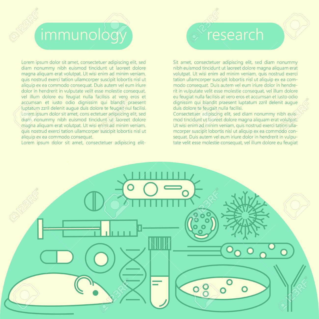 immunology research icons on scientific presentation template scientific presentation template