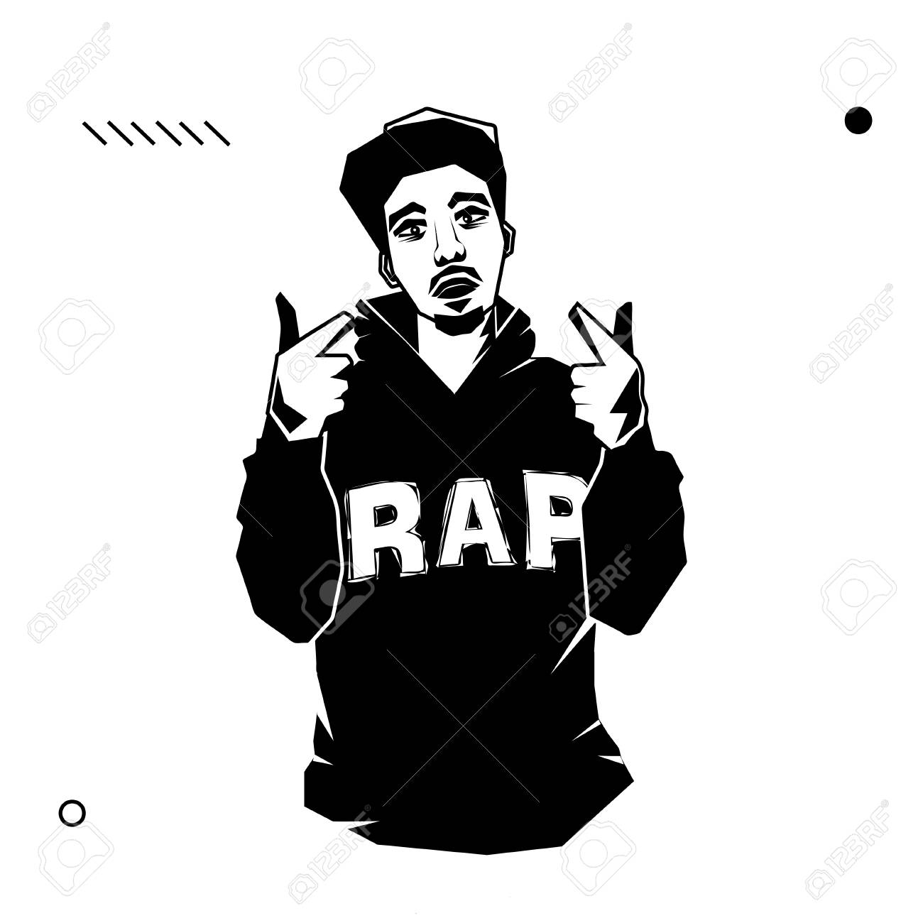 Young Male Rapper With Pointing Hands Isolated On White Background Royalty Free Cliparts Vectors And Stock Illustration Image 95406982
