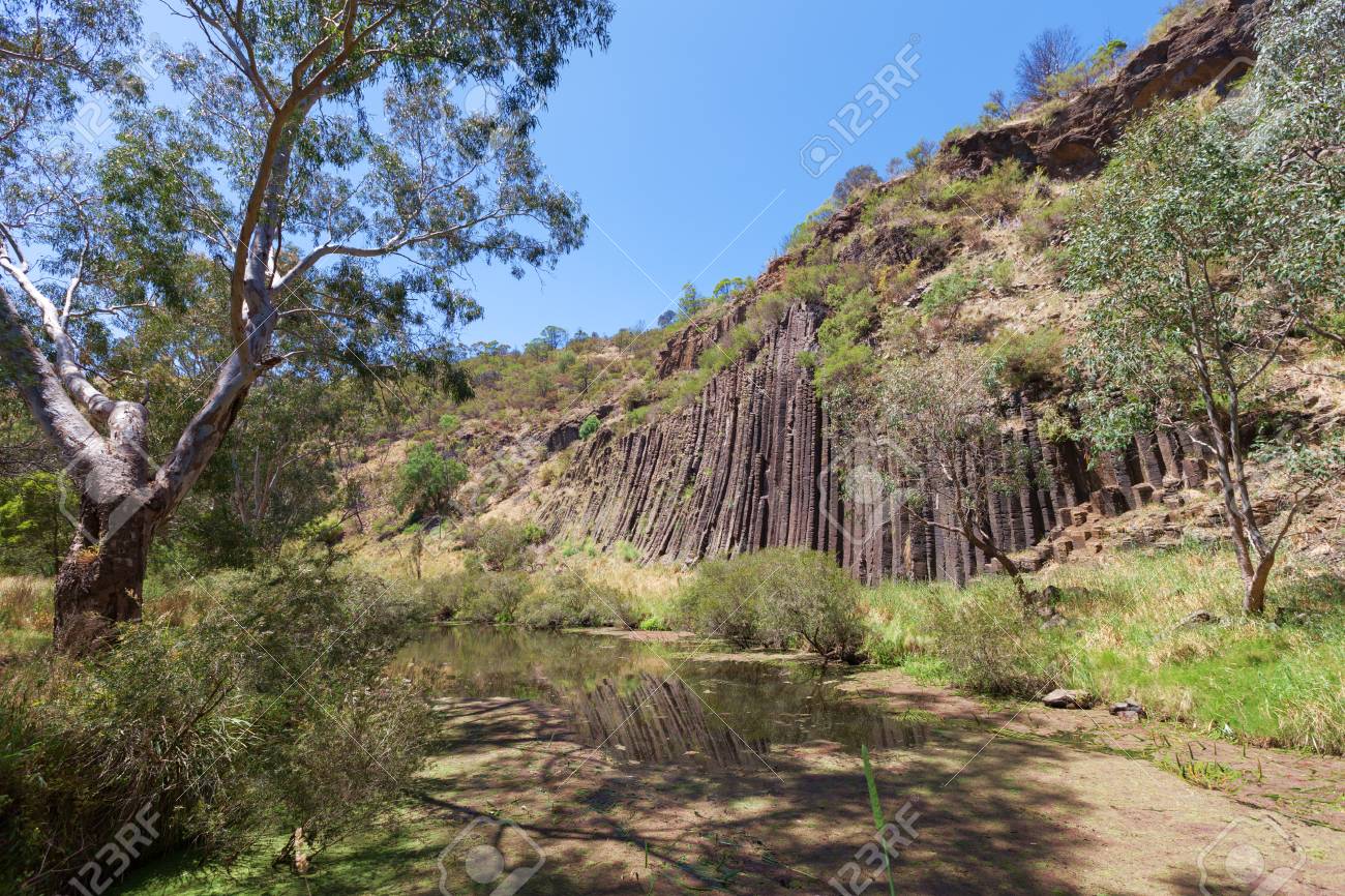 Organ Pipes Rock Formation At National Park Australia Stock