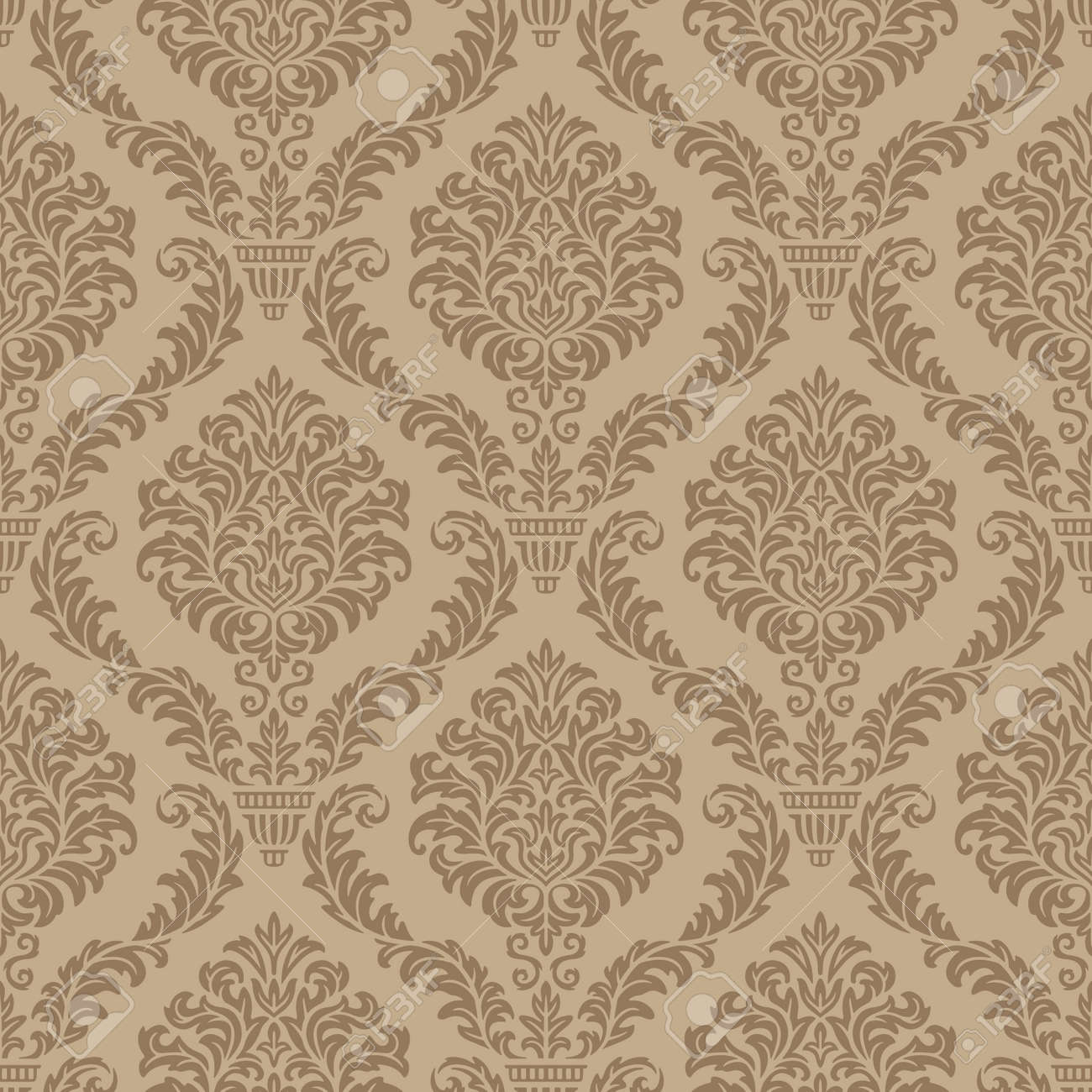 Seamless Damask Wallpaper Royalty Free Cliparts Vectors And