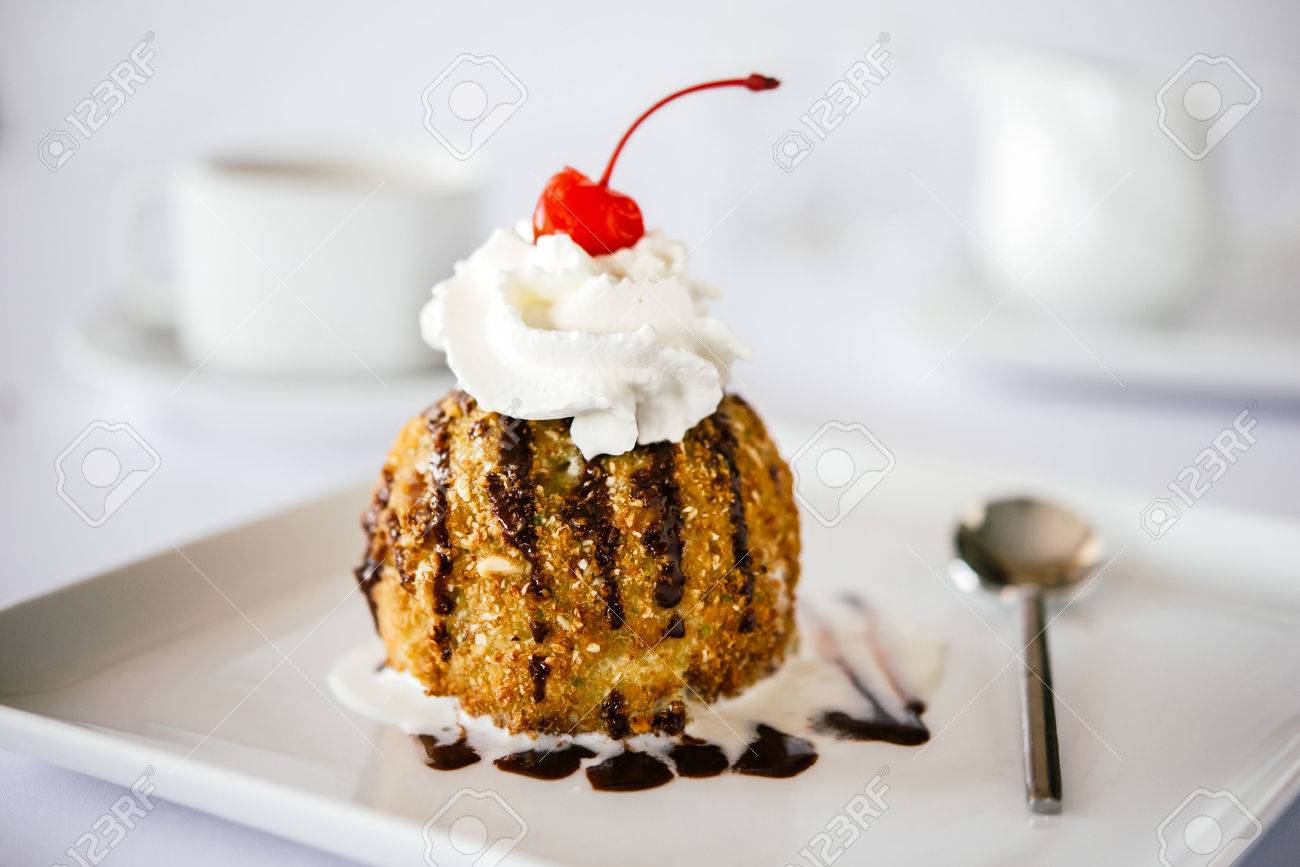 Fried ice cream served on white plate - 61193772 Fried ice cream served on white plate - 61193772