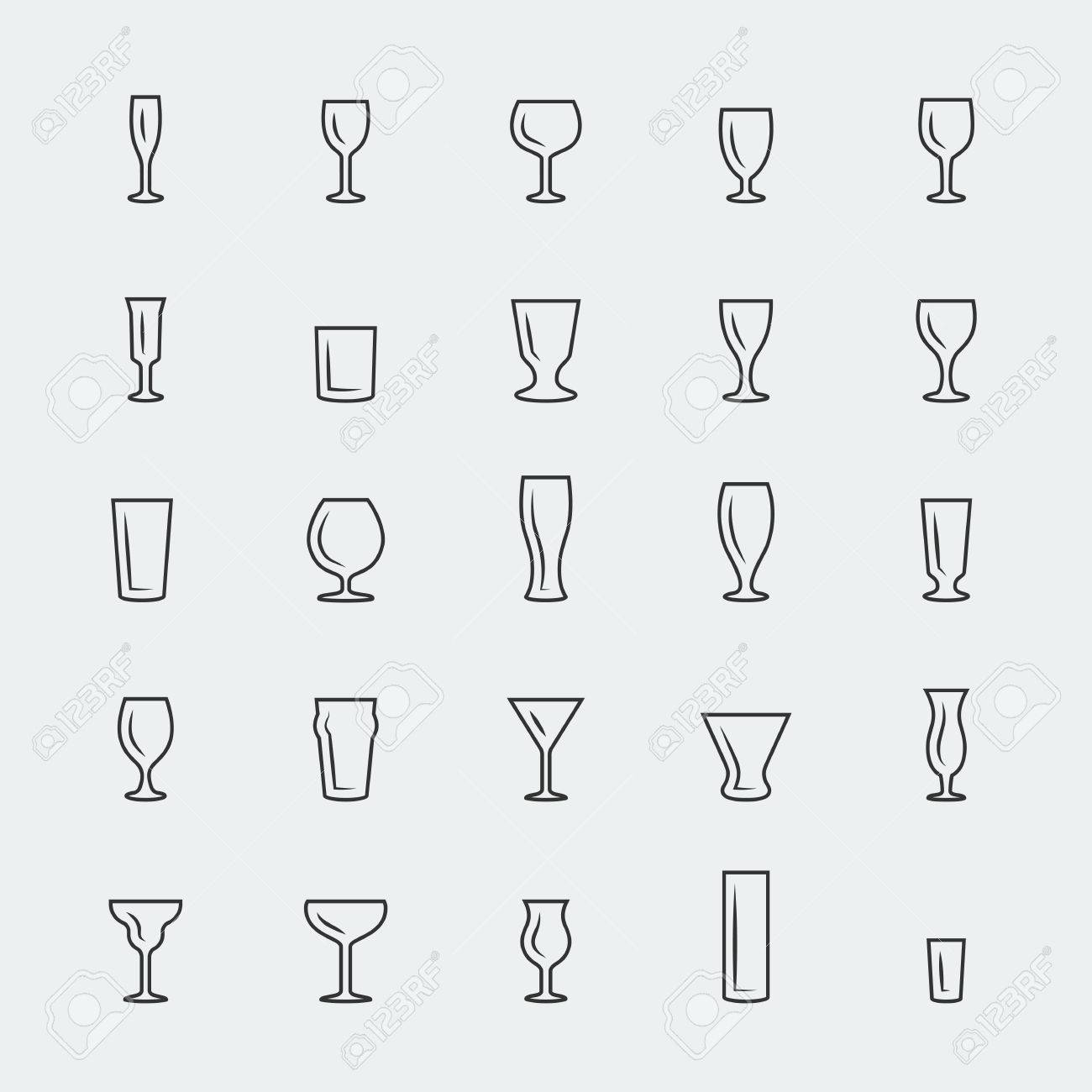 Bar Glasses Vector Icons Set Thin Line Royalty Free Cliparts - Bar Glasses Vector Icons Set Thin Line Stock Vector bar glasses vector icons set thin line royalty free cliparts - bar glasses vector icons set thin line stock vector