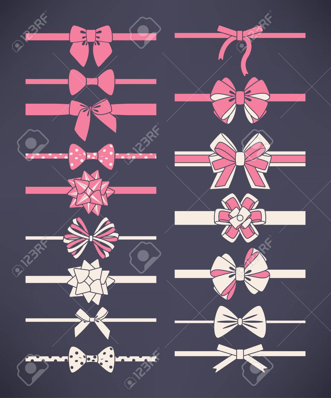 Vector set of white and pink bows - 46619153 Vector set of white and pink bows - 46619153