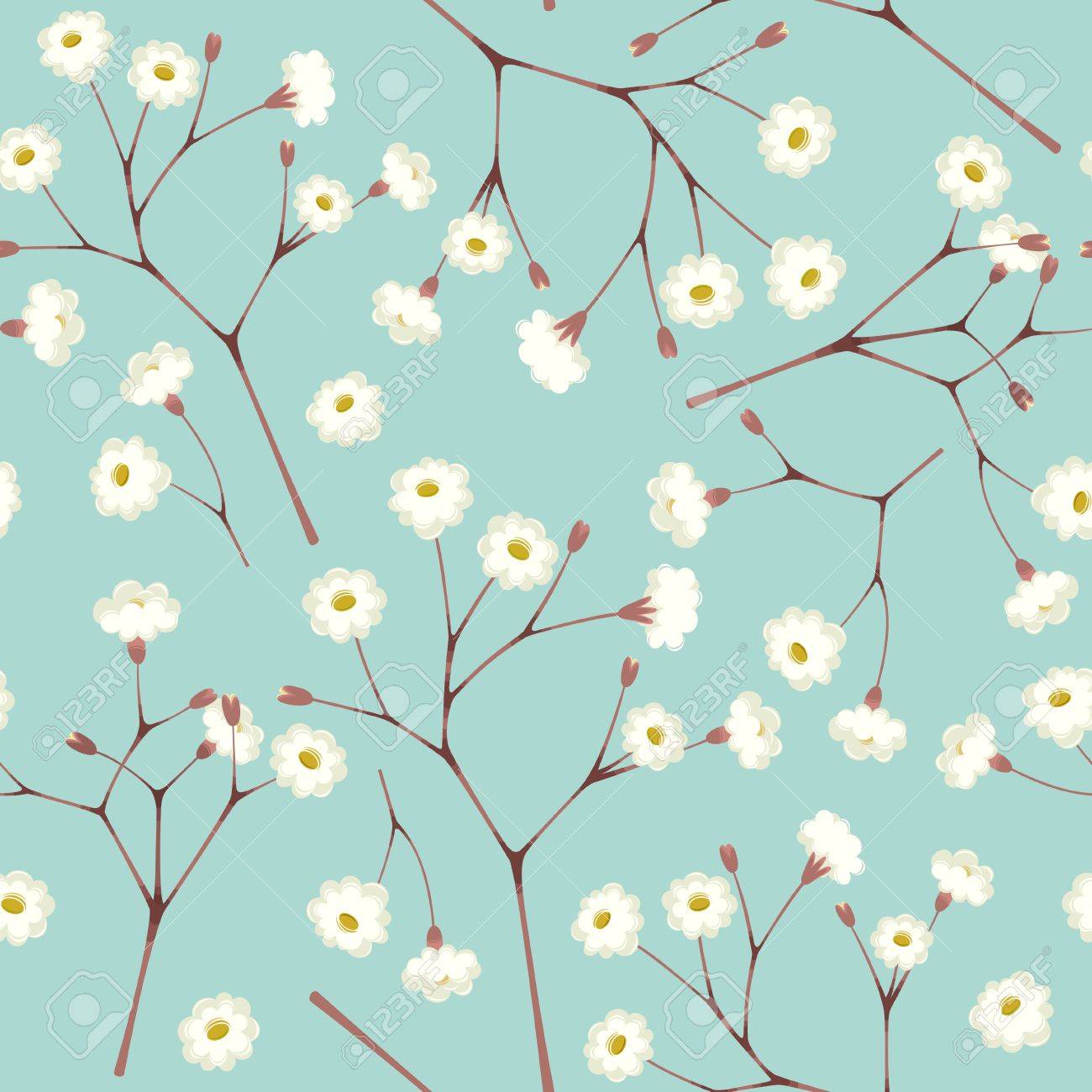 White Gypsophila Twigs Vintage Seamless Background Royalty Free Cliparts Vectors And Stock Illustration Image