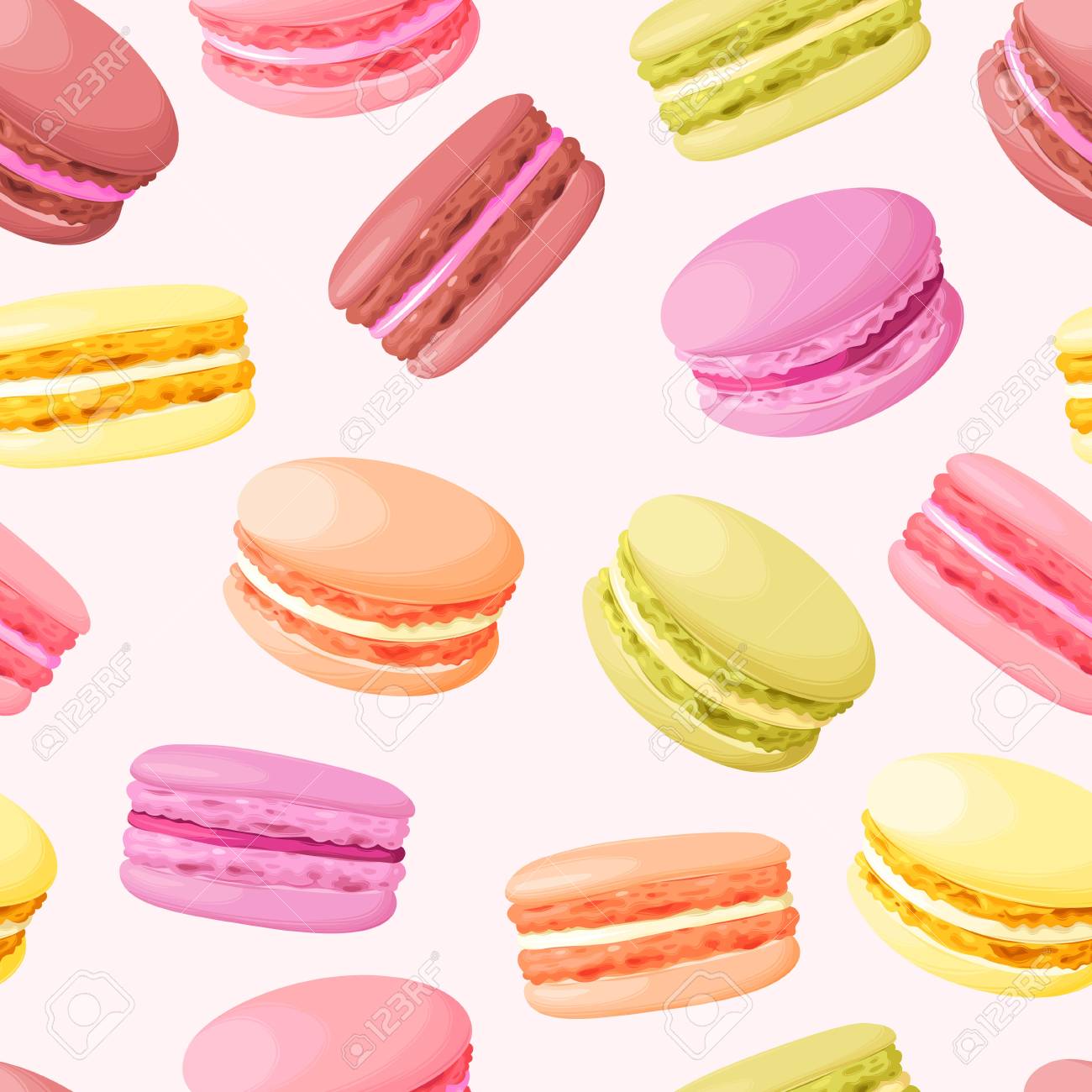 Pastel cute macarons vintage vector seamless background - 59998910 Pastel cute macarons vintage vector seamless background - 59998910