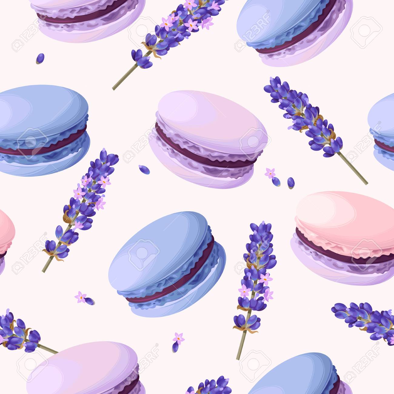 Ilustracion En Colores Pastel Inconsutil Del Vector De Los Macarons Ilustraciones Vectoriales Clip Art Vectorizado Libre De Derechos Image