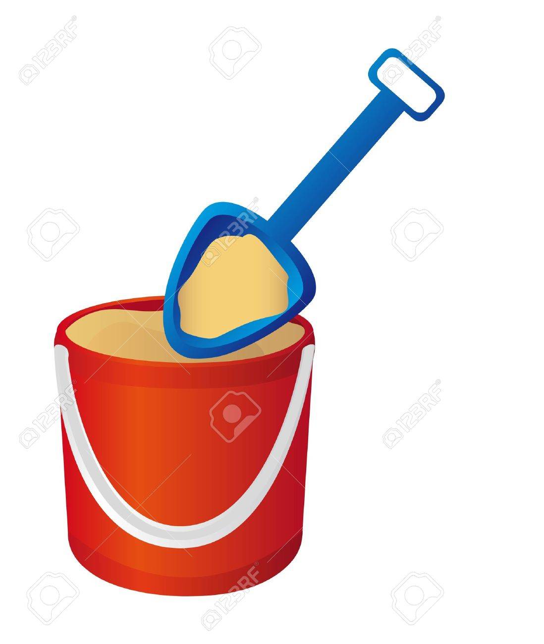 Bucket And Spade With Sand Vector Illustration Stock Bucket And Spade With Sand Vector Illustration Stock