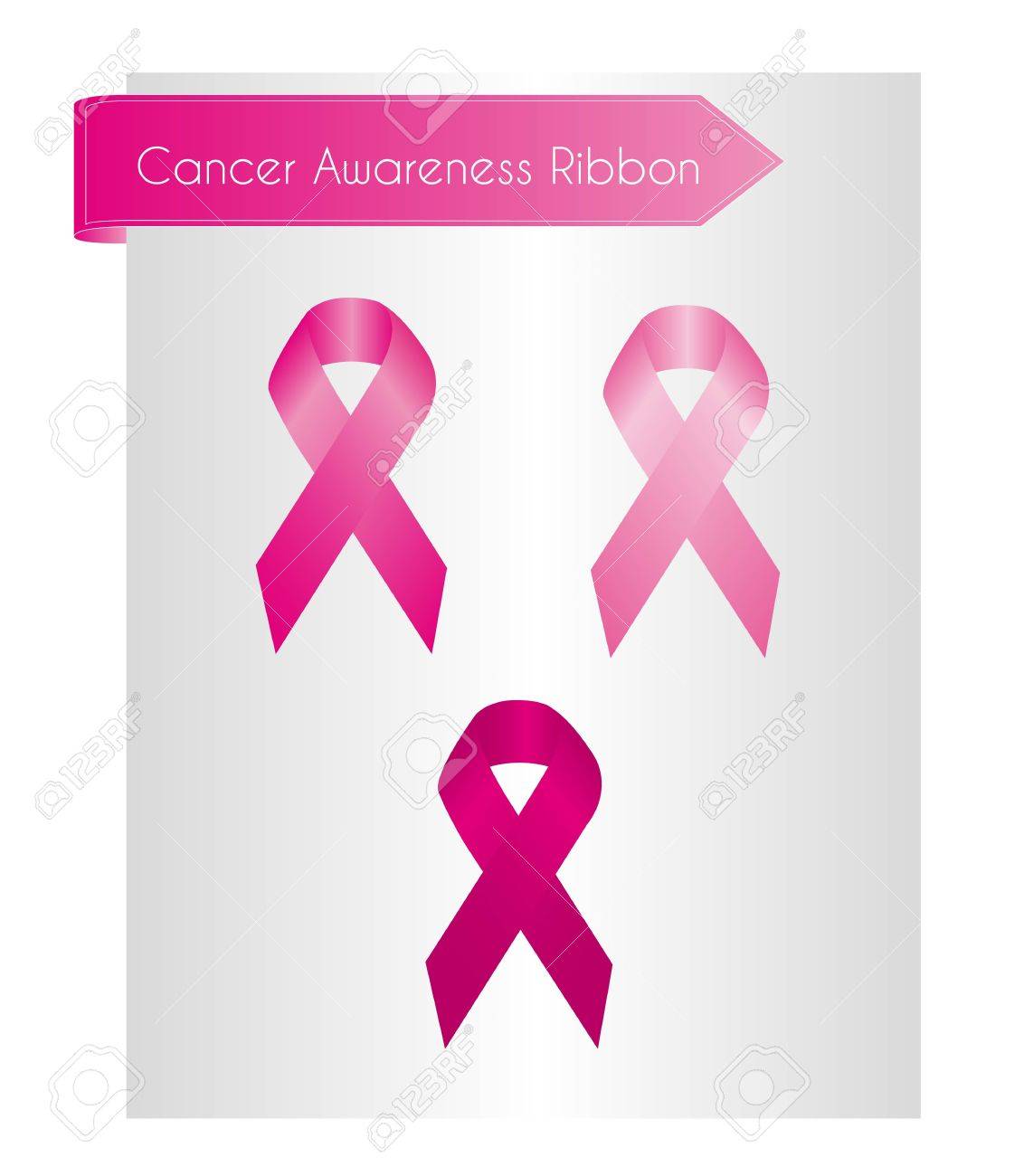 pink cancer awareness ribbons over gray background vector royalty