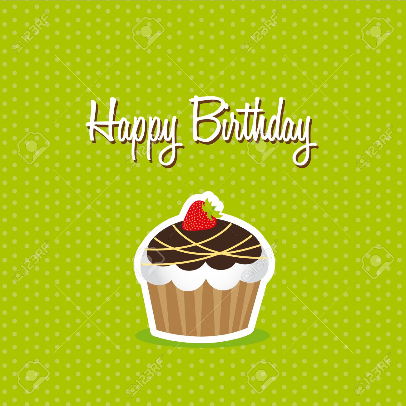 cute cup cake over green background happy birthday vector royalty happy birthday green