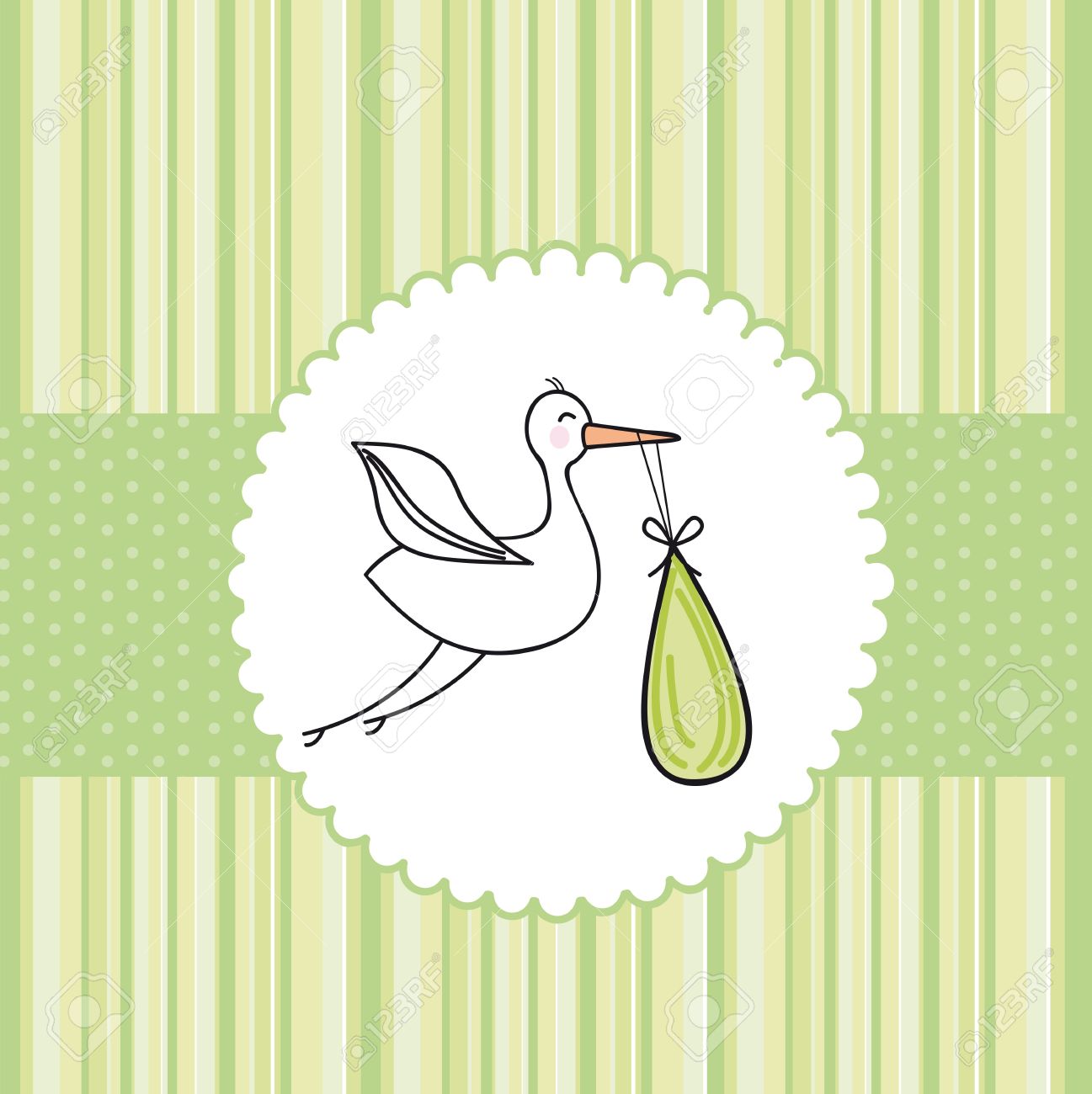 green baby shower card with stork background vector royalty free green baby background