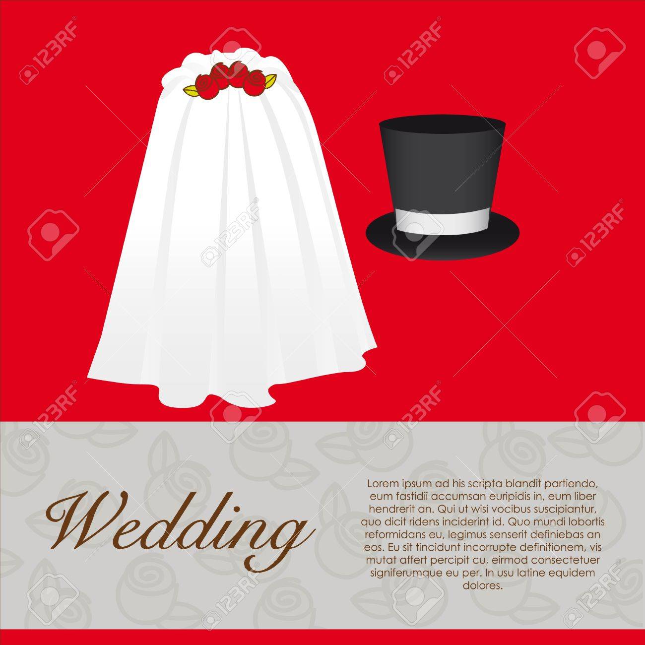 Wedding Card Wedding Veil And Groom Hat Royalty Free Cliparts Vectors And Stock Illustration Image 13774254