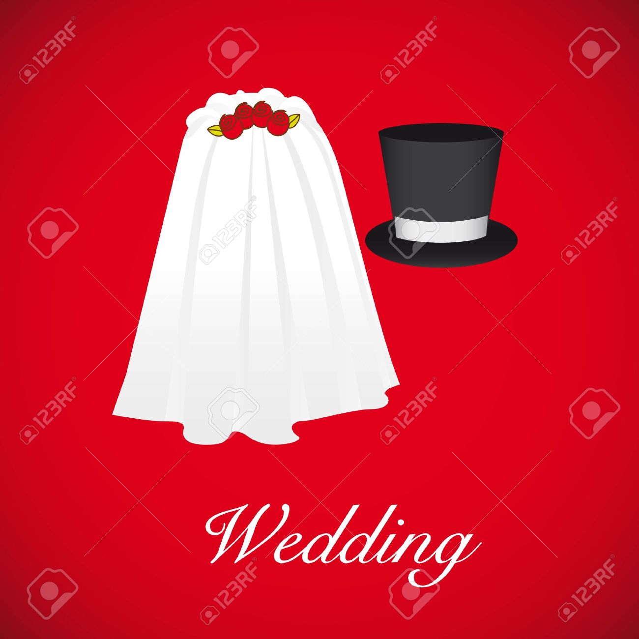 Wedding Card Wedding Veil And Groom Hat Royalty Free Cliparts Vectors And Stock Illustration Image 13773807