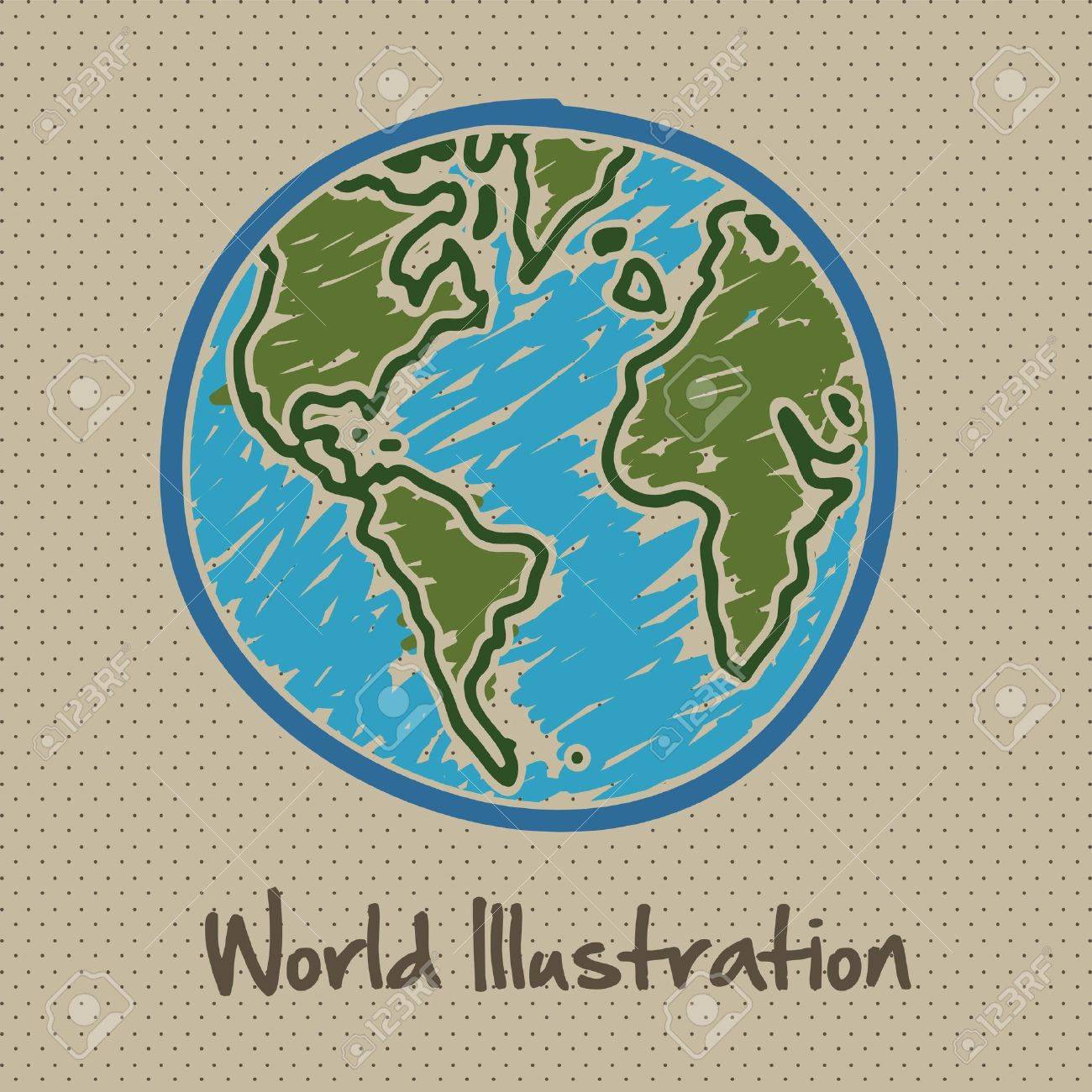 ドット背景ベクトル イラスト上に分離されて地球のスケッチ図 の