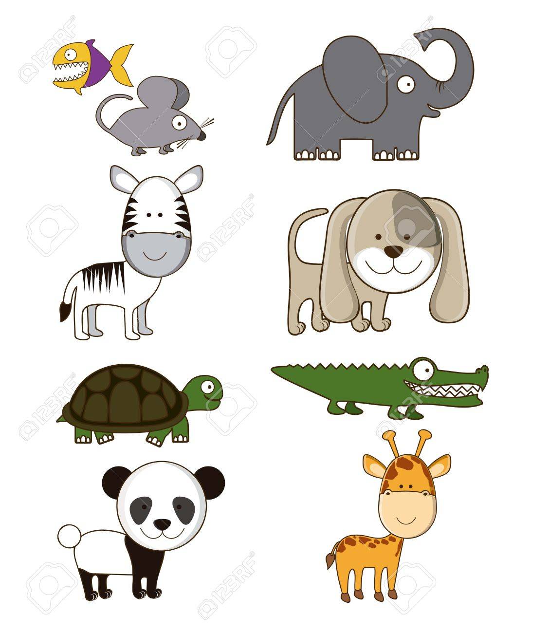 かわいい動物のイラスト 野生動物と農場の動物アイコン ベクトル イラスト のイラスト素材 ベクタ Image