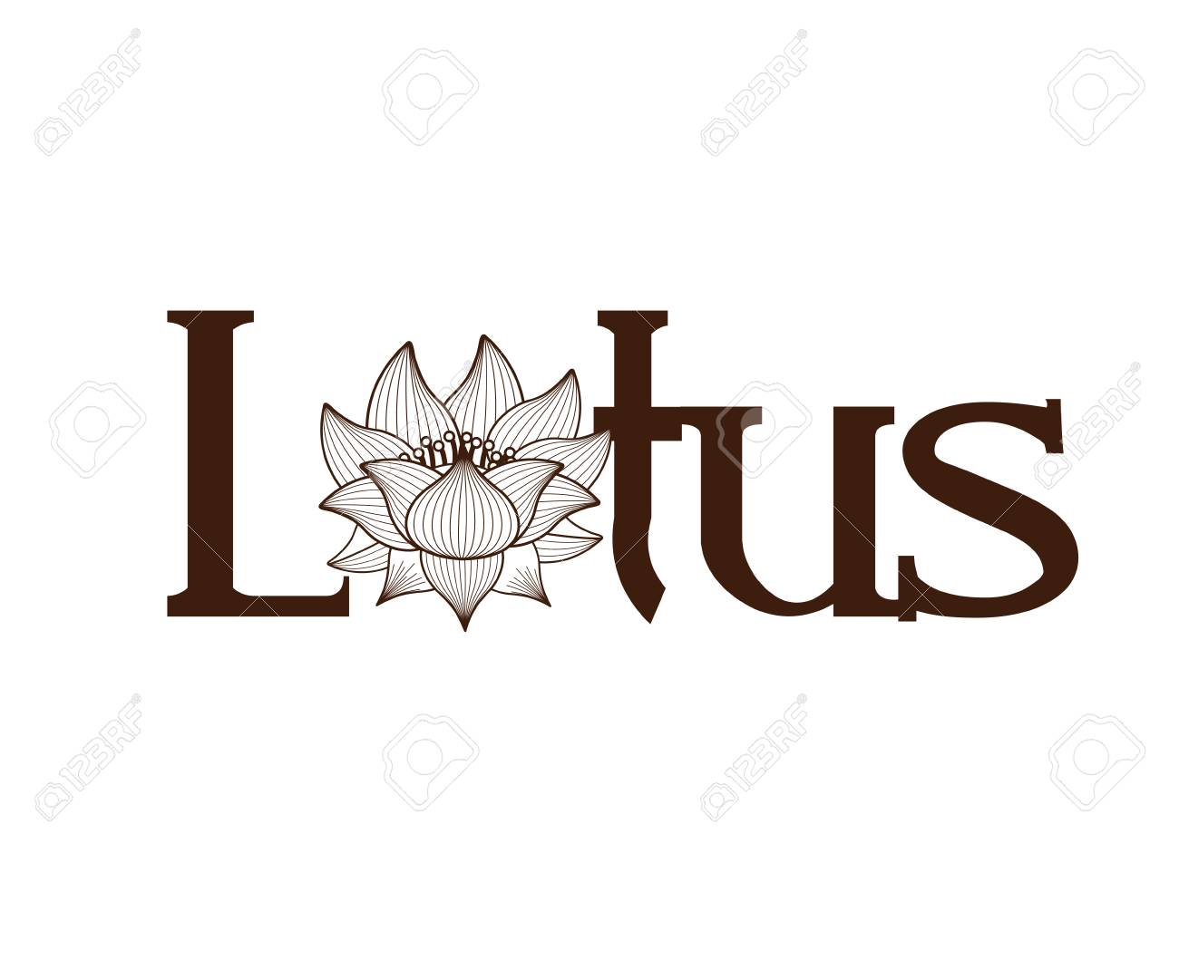 Fleurs De Lotus Dessin Dicône Design Isolé Illustration Vectorielle Graphique