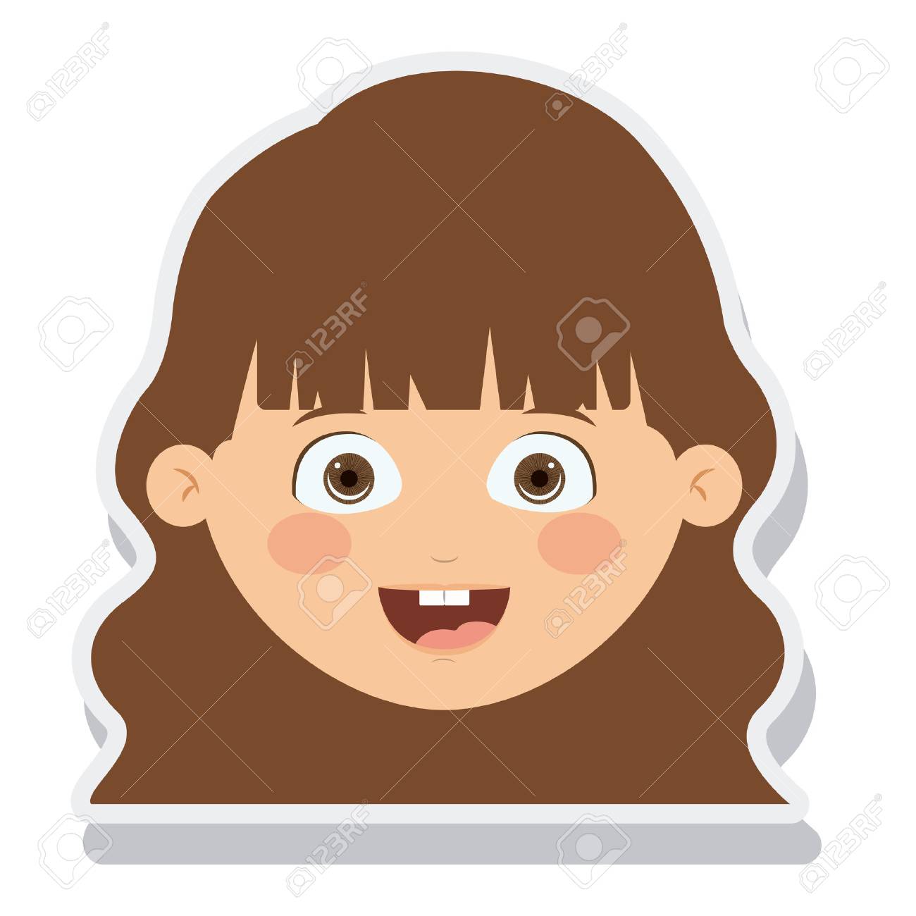 頭の小さな女の子笑顔分離ベクトル イラスト デザインのイラスト素材