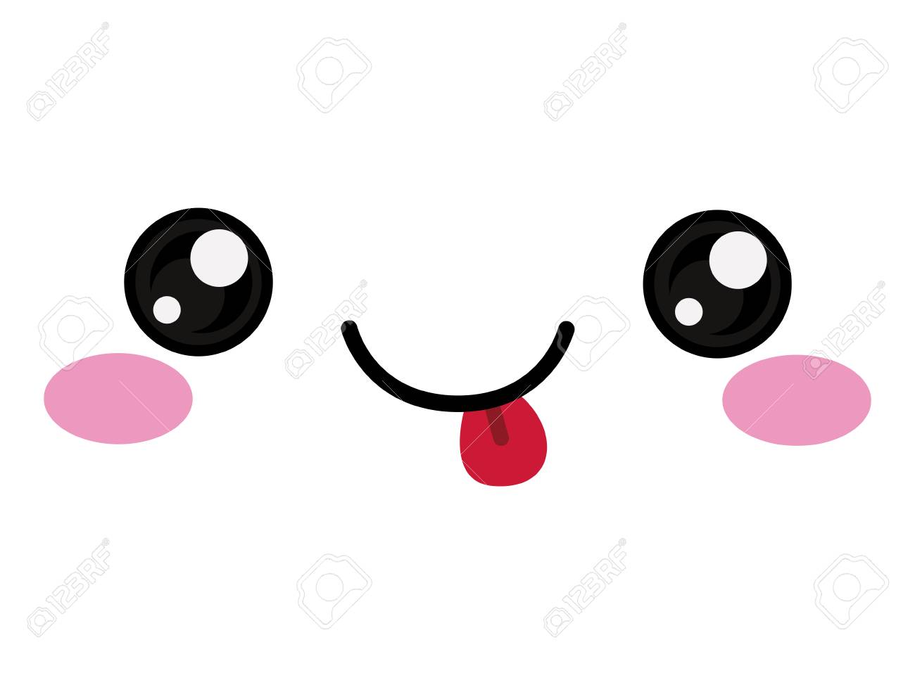 Kawaii Happy Face Icon. Cute Cartoon And Character Theme. Isolated