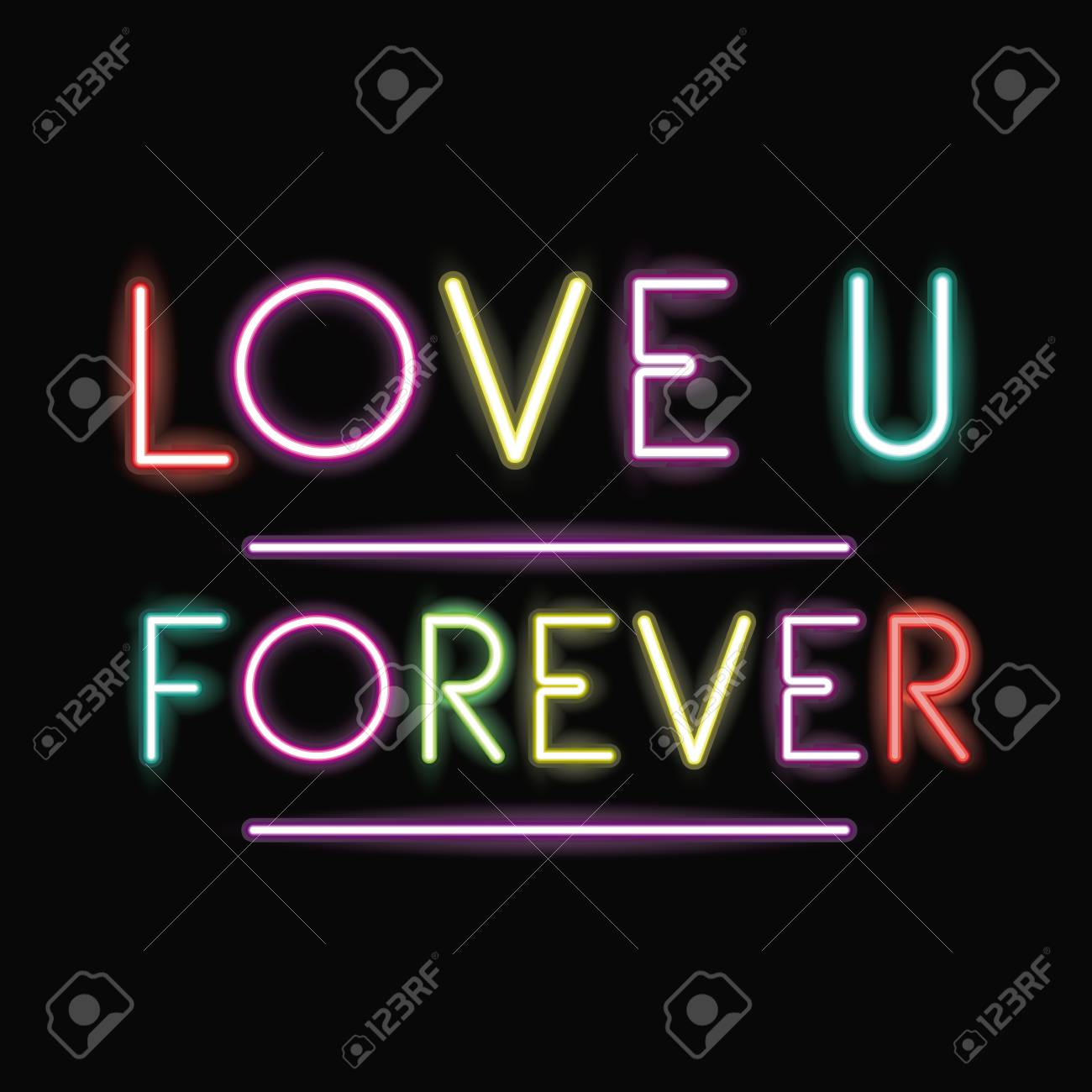 愛ネオン フォント アイコン テキストの文字体裁の装飾と広告のテーマ カラフルなデザイン ベクトル図 のイラスト素材 ベクタ Image