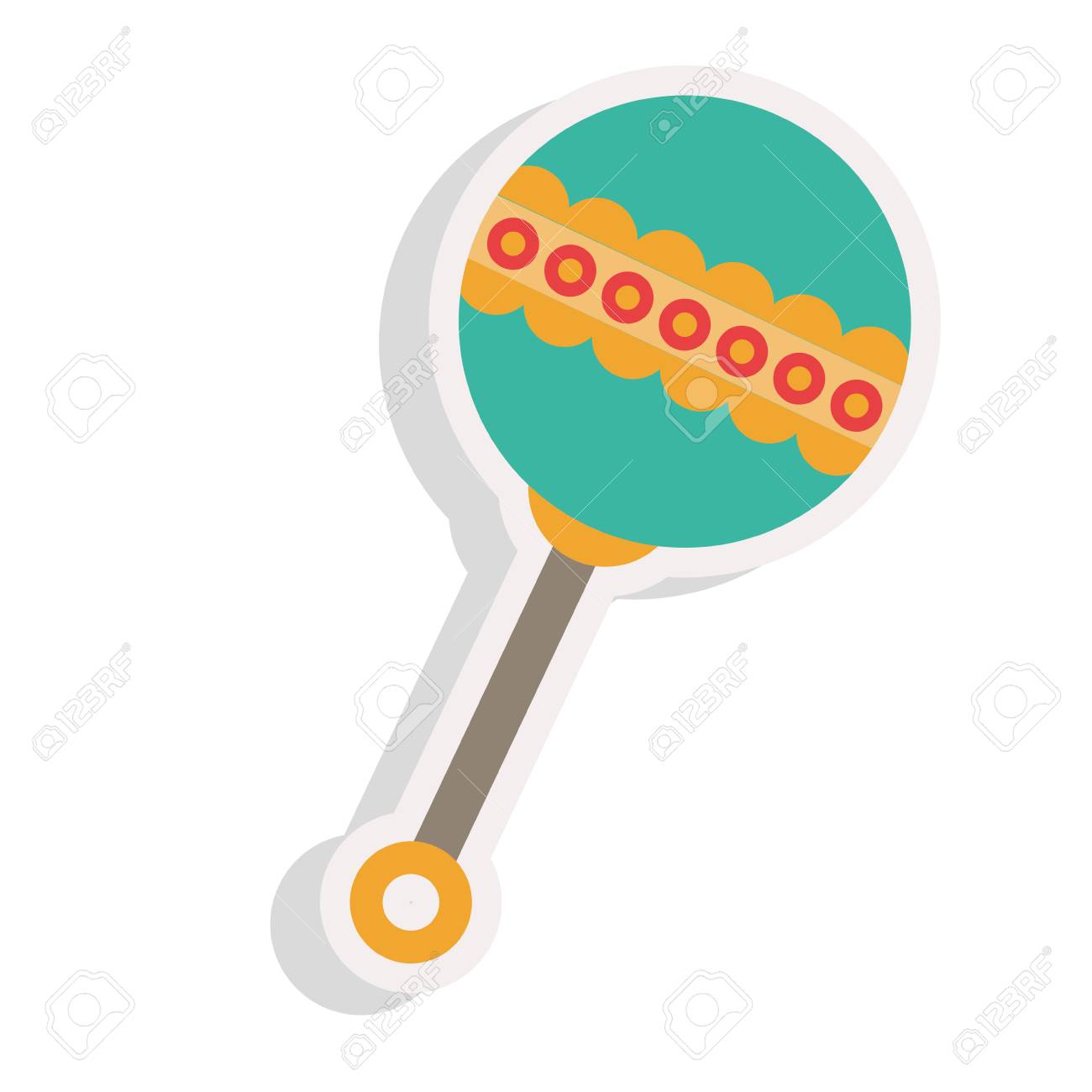 赤ちゃんガラガラ グッズ アイコン白背景の上 カラフルなデザイン ベクトル図 のイラスト素材 ベクタ Image