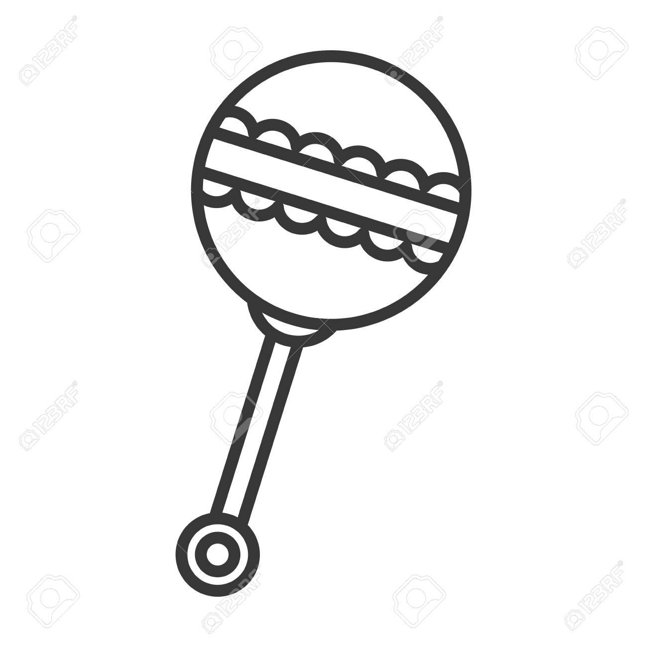 silhouette of baby rattle toy icon over white background vector