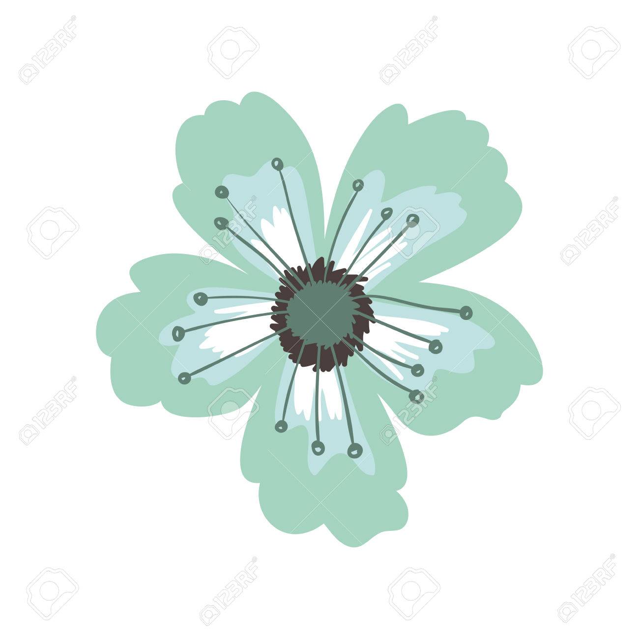 雌しべがある花の緑の花弁ベクトル イラスト のイラスト素材 ベクタ Image