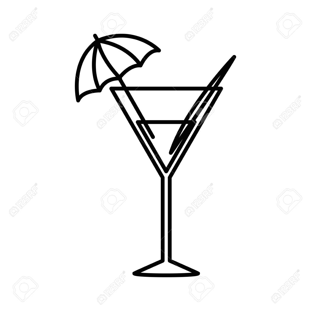 ドリンク カクテル グラスのベクトル図とシルエット モノクロ のイラスト素材 ベクタ Image