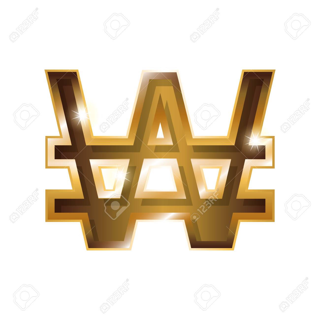 黄金のベクトル図で韓国の通貨記号とシルエットのイラスト素材 ベクタ Image