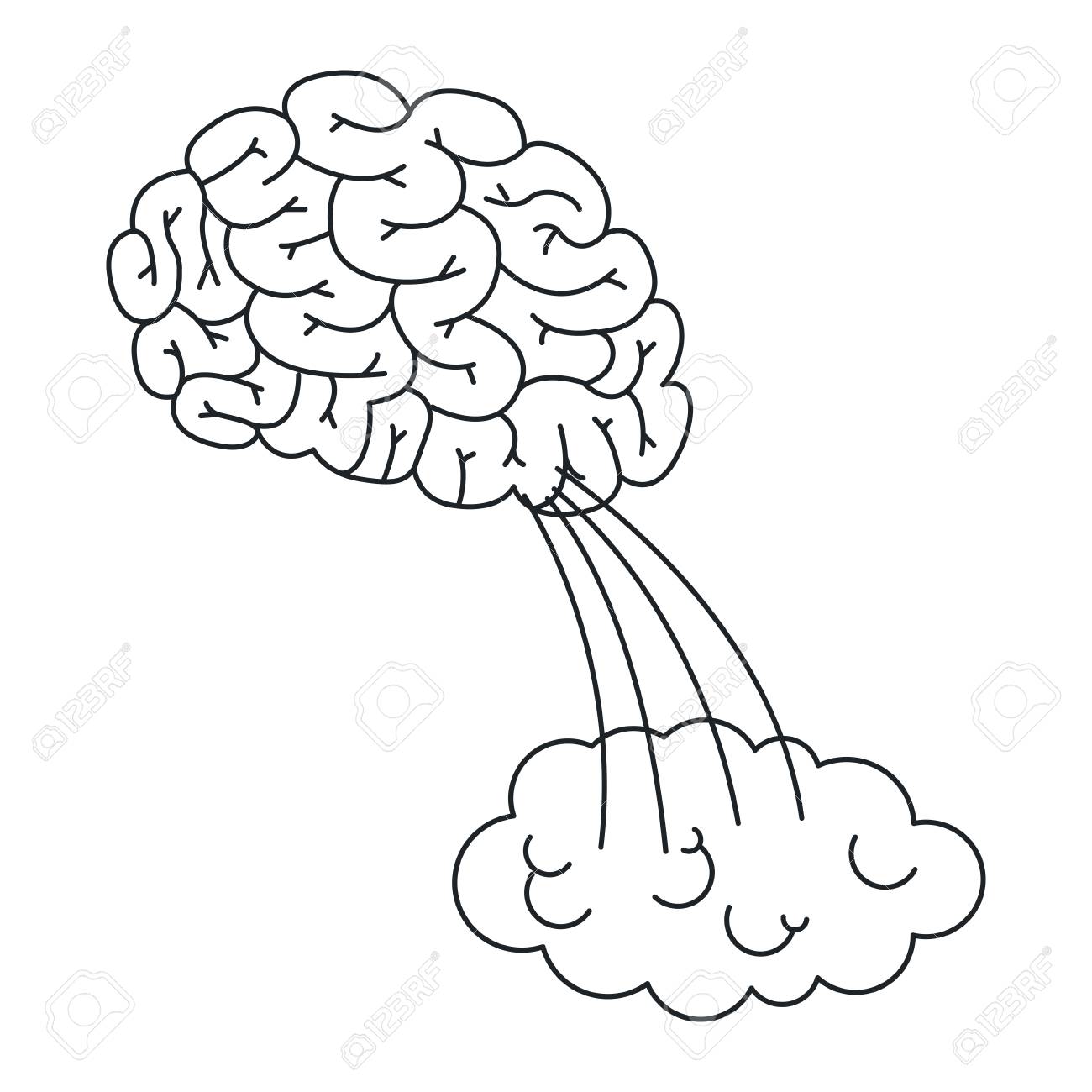 Gehirn Und Wolke Zeichnen Symbol Grosse Idee Kreativitat Phantasie Und Inspiration Thema Isoliertes Design Vektor Illustration Lizenzfrei Nutzbare Vektorgrafiken Clip Arts Illustrationen Image