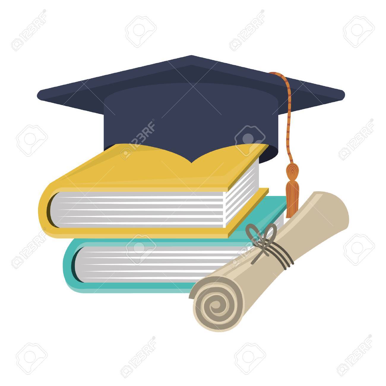 証明書および本のベクター イラスト シルエット卒業キャップ のイラスト素材 ベクタ Image