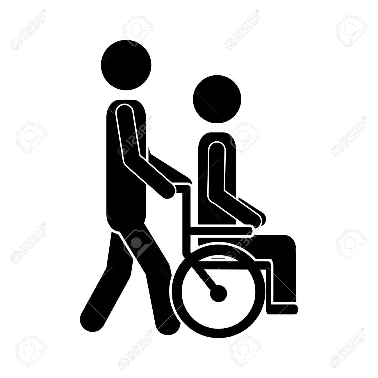 輸送の人障害者車椅子アイコンのベクトル図に座っています のイラスト素材 ベクタ Image