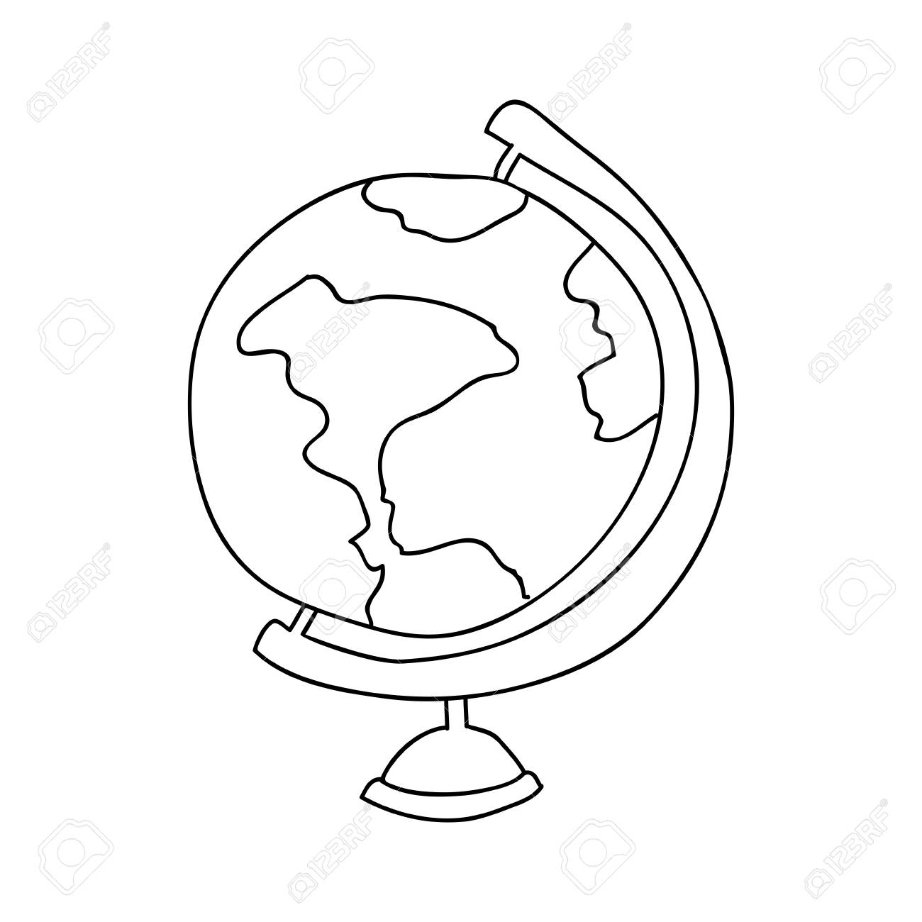 世界のベクトル図の地図白黒輪郭のイラスト素材 ベクタ Image