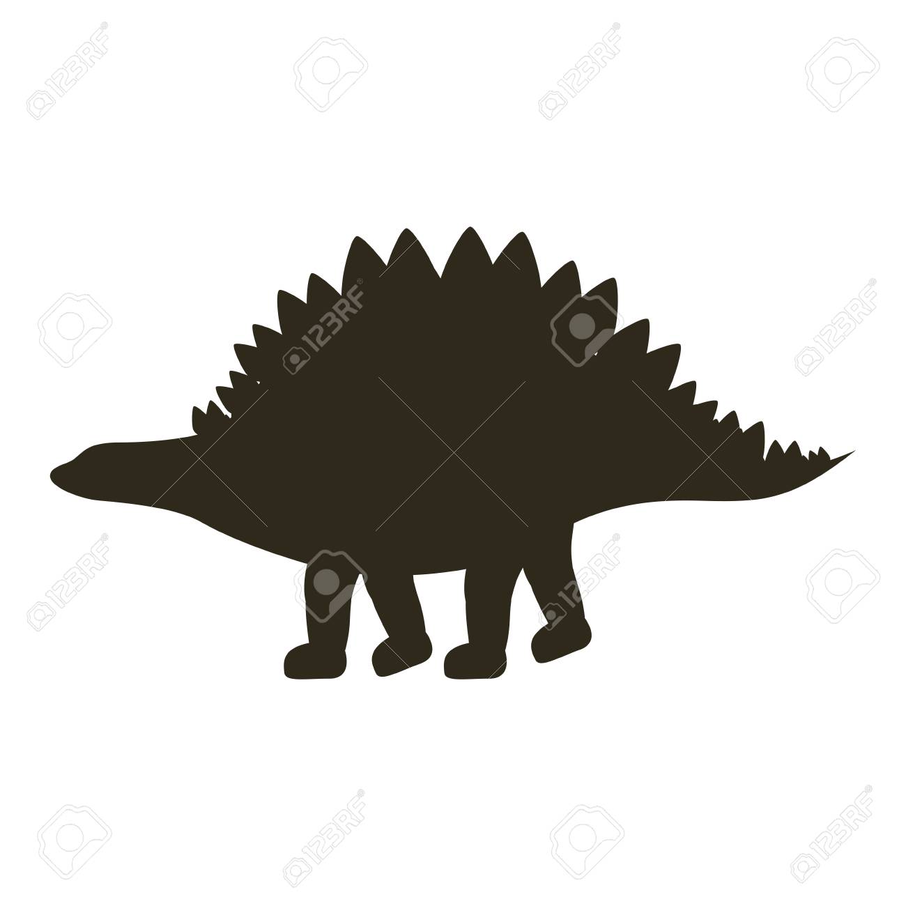 恐竜ステゴサウルス ベクトル イラスト モノクロ シルエット のイラスト素材 ベクタ Image