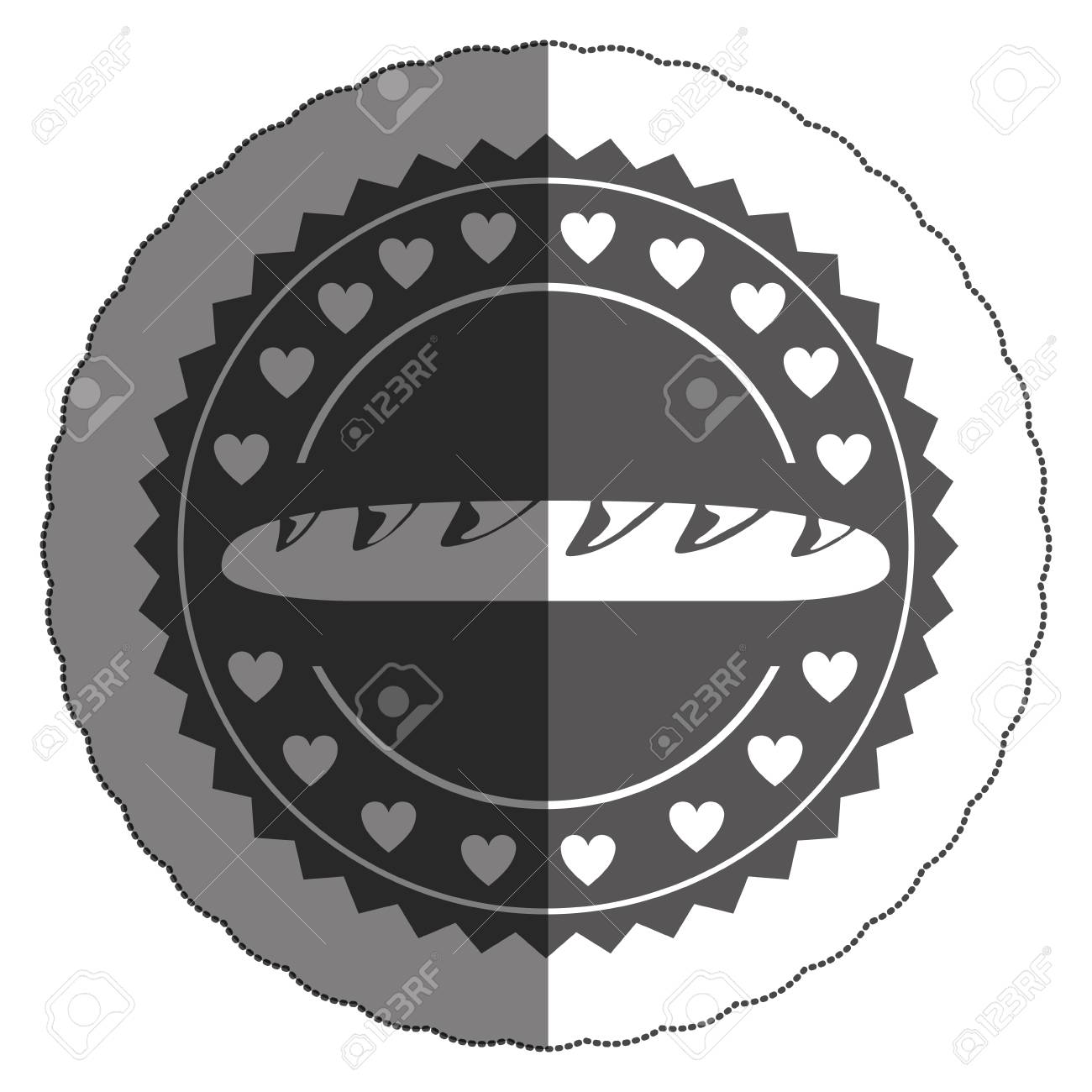 Baguette Inside Seal Stamp Icon Bakery Food Shop Traditional