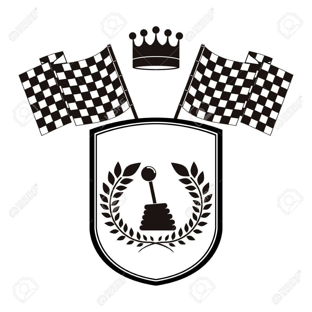 フラグとオリーブ クラウン ベクトル イラスト モノクロ シールド シフトのイラスト素材 ベクタ Image