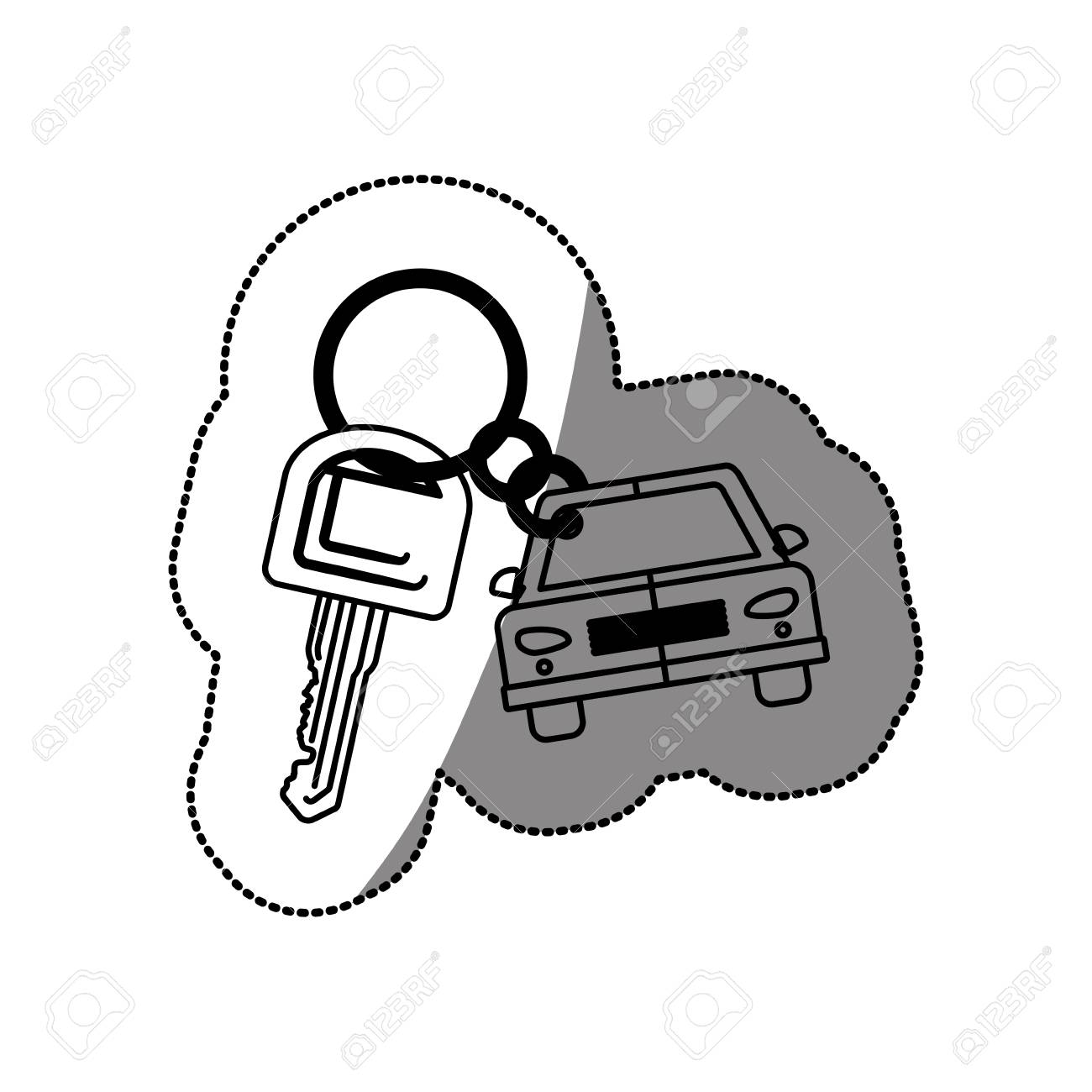 鍵と車のキーチェーンのアイコン ベクトル イラスト シルエット ドット ステッカーのイラスト素材 ベクタ Image 鍵と車のキーチェーンのアイコン ベクトル イラスト シルエット ドット ステッカーのイラスト素材 ベクタ Image