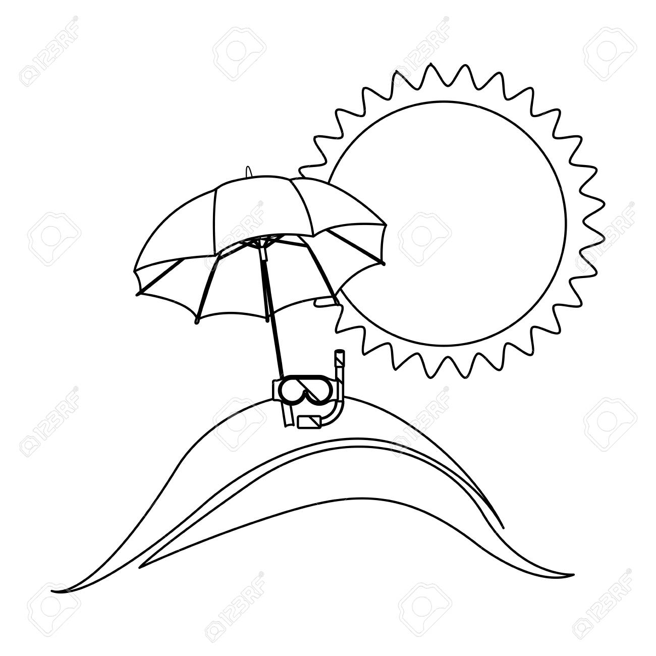 輪郭背景ビーチ休暇オブジェクト ベクター イラストのイラスト素材 ベクタ Image