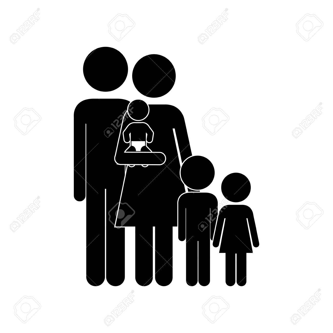 かわいい家族のピクトグラム アイコン ベクトル イラスト グラフィック デザインのイラスト素材 ベクタ Image