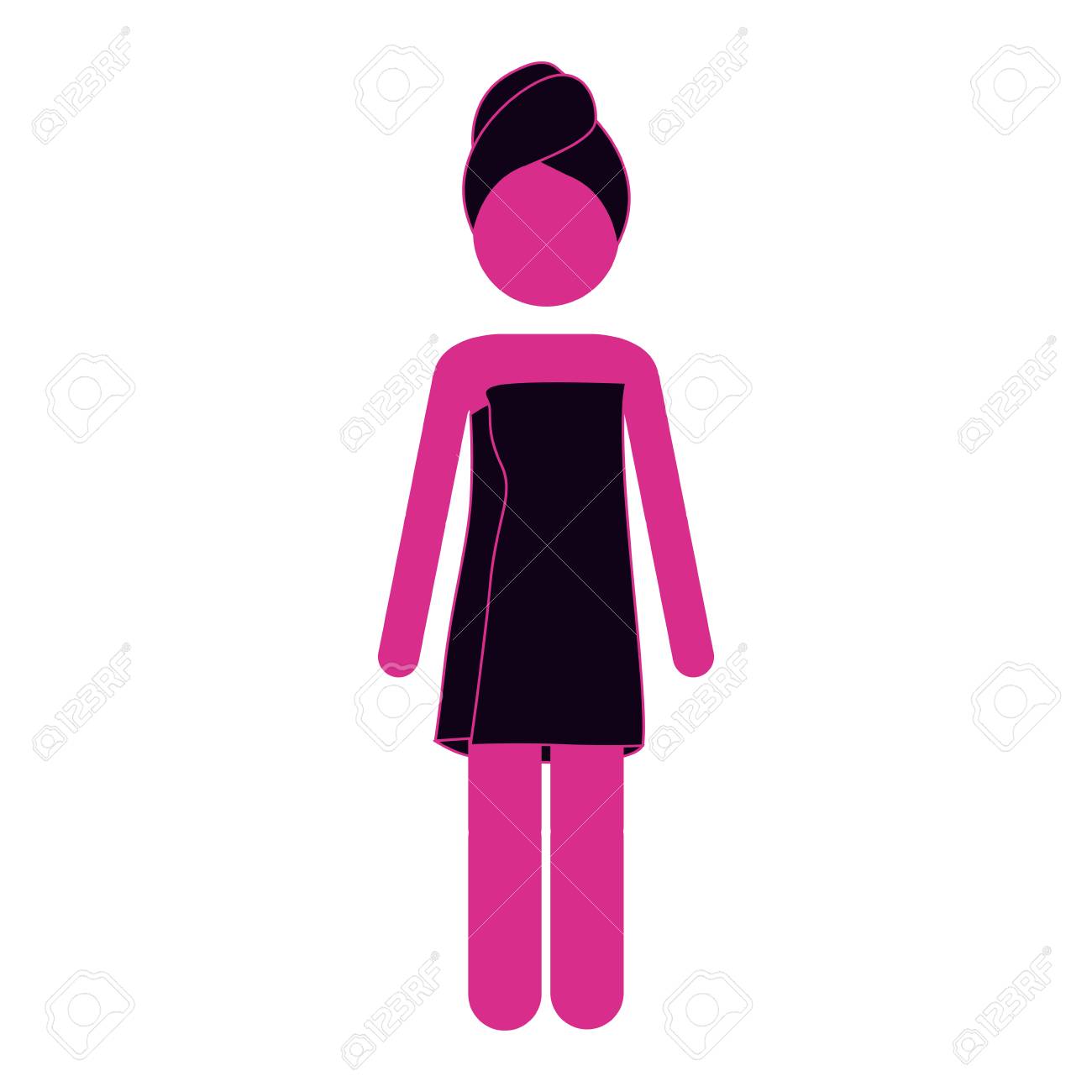 輪郭の女性ボディ タオル アイコン イメージ ベクトル イラストの