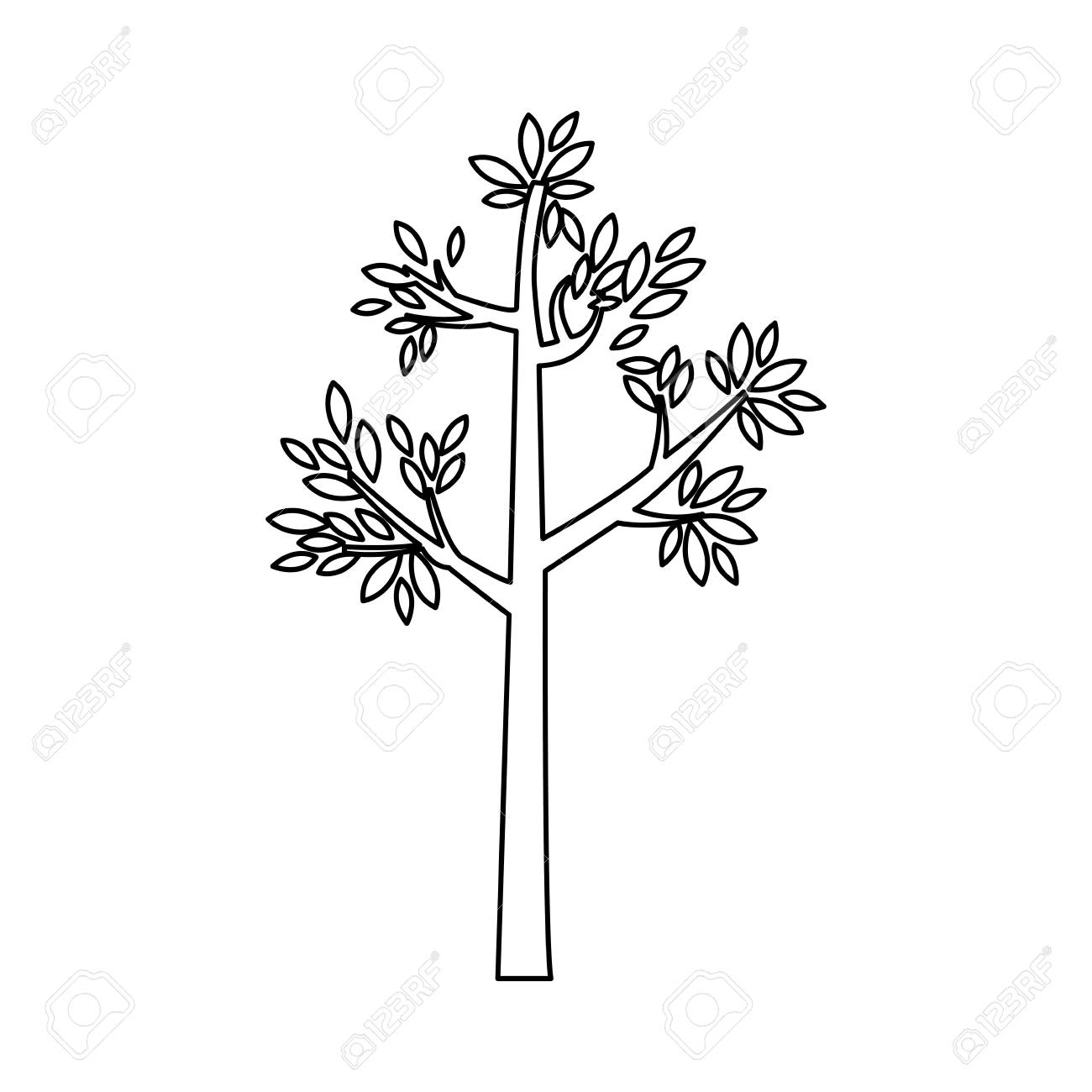 outline tree with leaves