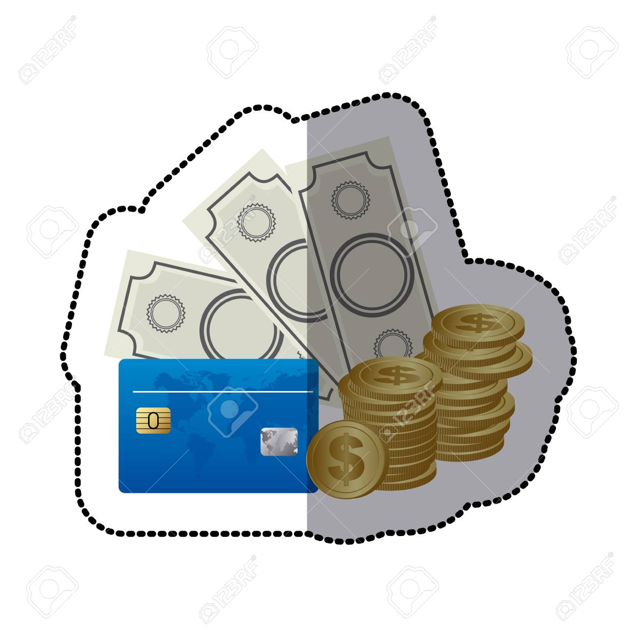 手形 コインや現金アイコン ストック ベクター イラスト デザインのイラスト素材 ベクタ Image