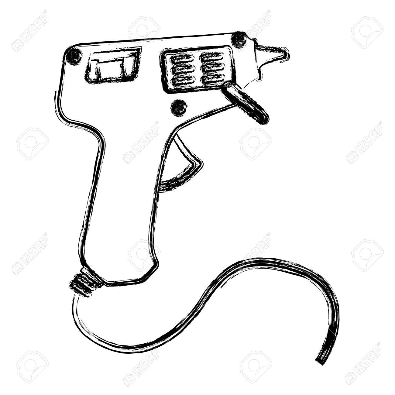 blurred silhouette electric glue gun icon tool vector illustration