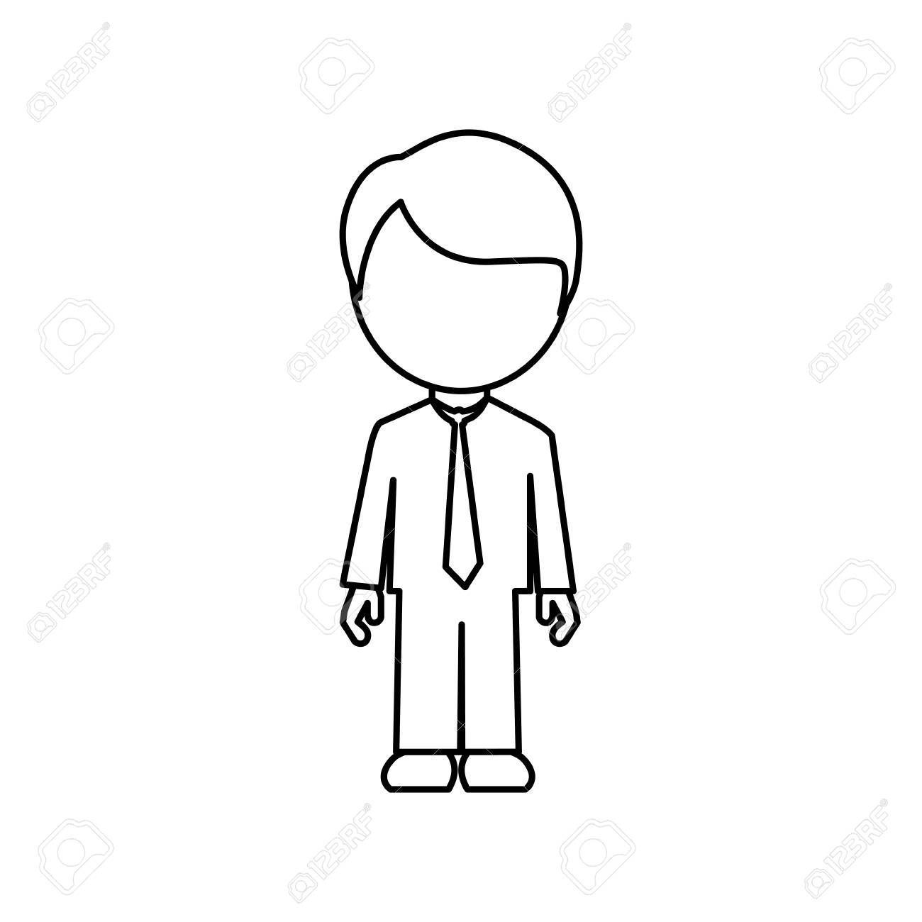 白黒輪郭ベクトル図でフォーマルな服のお父さんと のイラスト素材 ベクタ Image