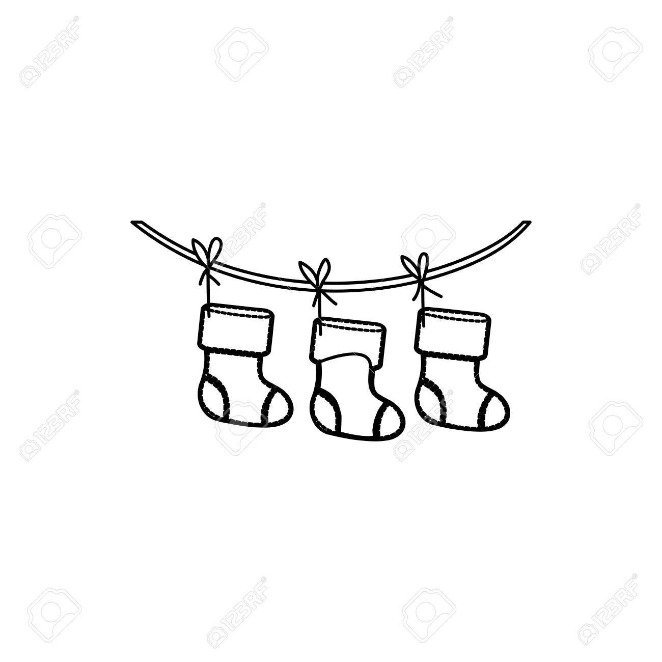 クリスマス ブーツに掛かっているロープは ベクトル Illustraction デザイン イメージを図します のイラスト素材 ベクタ Image 72698922