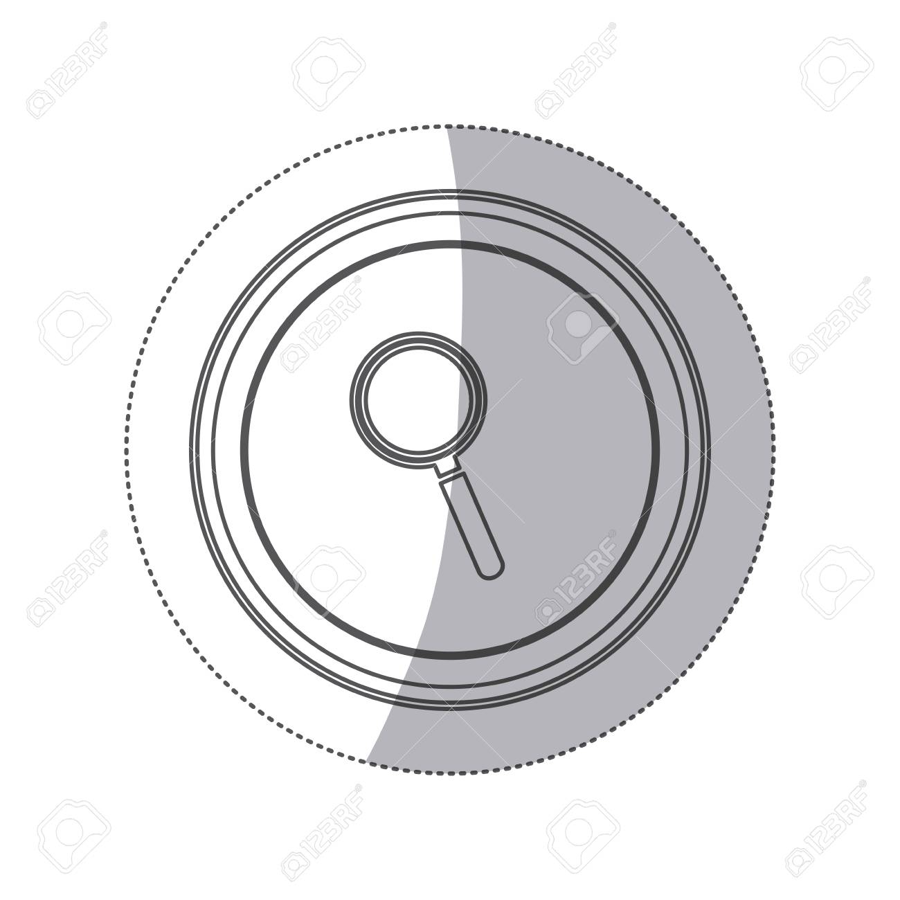 虫眼鏡ベクトル イラスト ステッカー白黒シルエット円形のボタンのイラスト素材 ベクタ Image